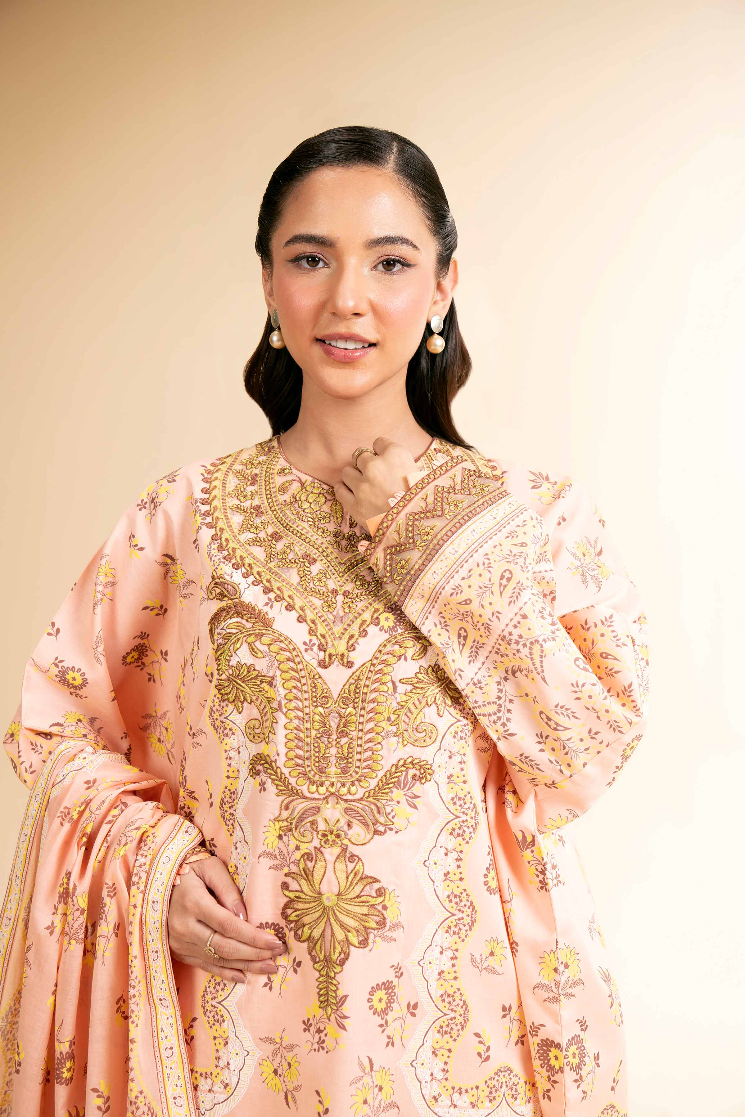 3 Piece - Flatbed Paste Embroidered Suit - 42501665 for Women - Unstitched Collection | Nishat | Shop Online