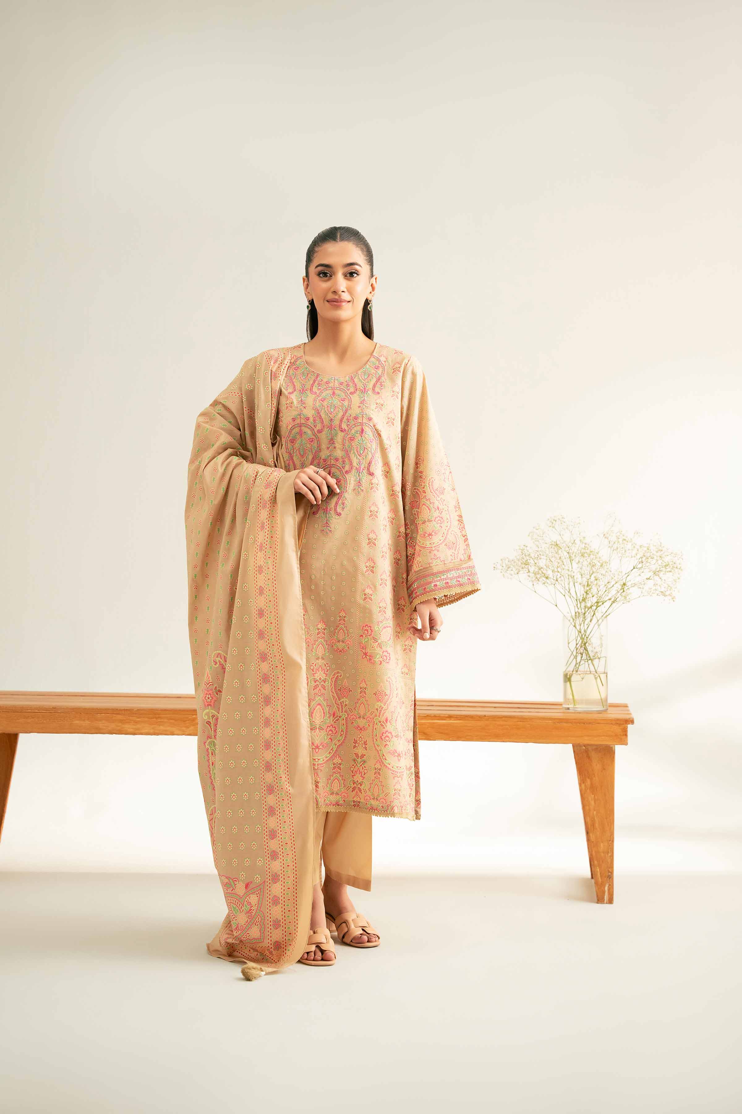3 Piece - Flatbed Paste Embroidered Suit - 42501668 for Women - Unstitched Collection | Nishat | Shop Online