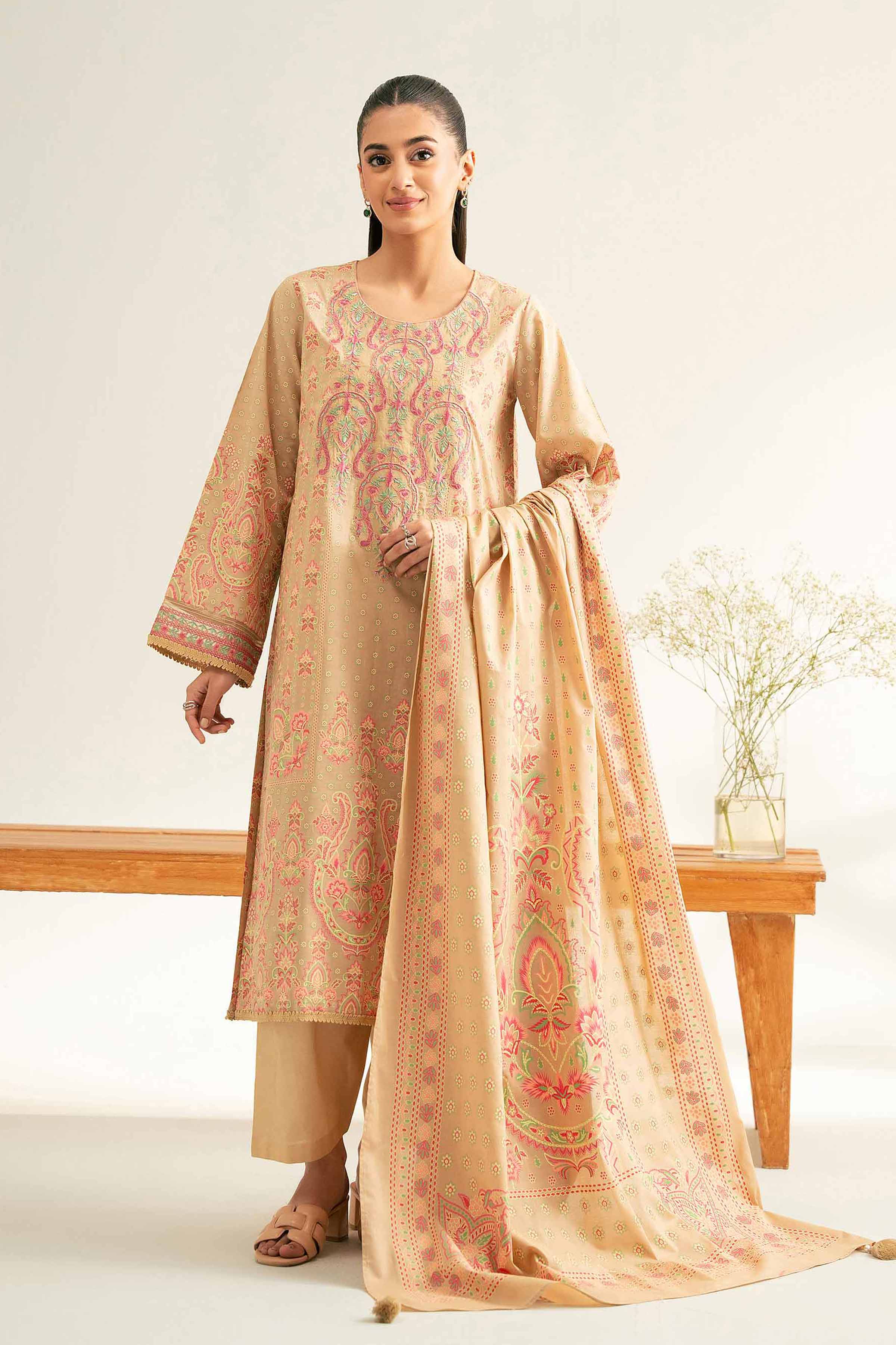 3 Piece - Flatbed Paste Embroidered Suit - 42501668 for Women - Unstitched Collection | Nishat | Shop Online