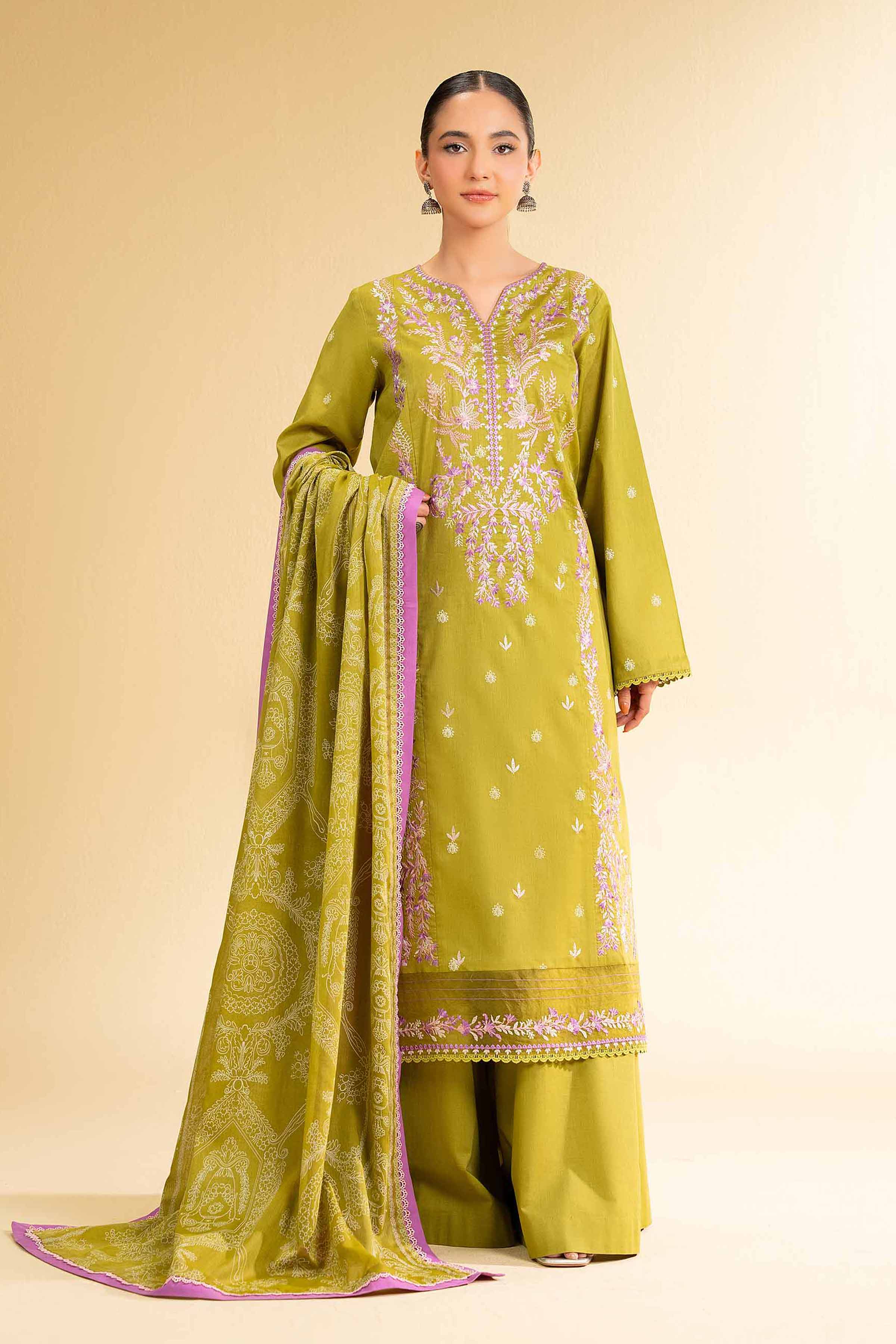 3 Piece -  Paste Printed Embroidered Suit - 42501810 for Women - Unstitched Collection | Nishat | Shop Online