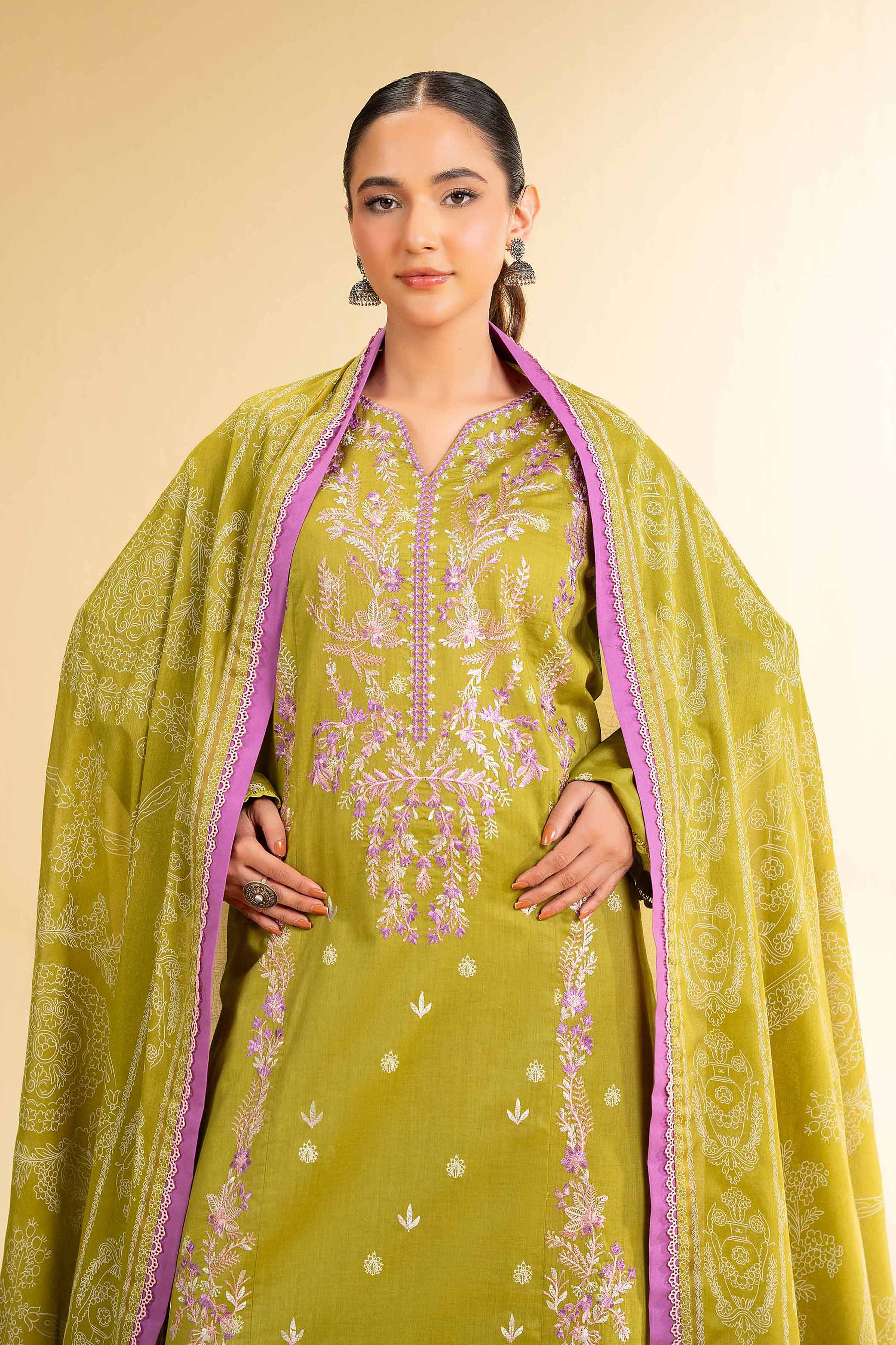 3 Piece -  Paste Printed Embroidered Suit - 42501810 for Women - Unstitched Collection | Nishat | Shop Online