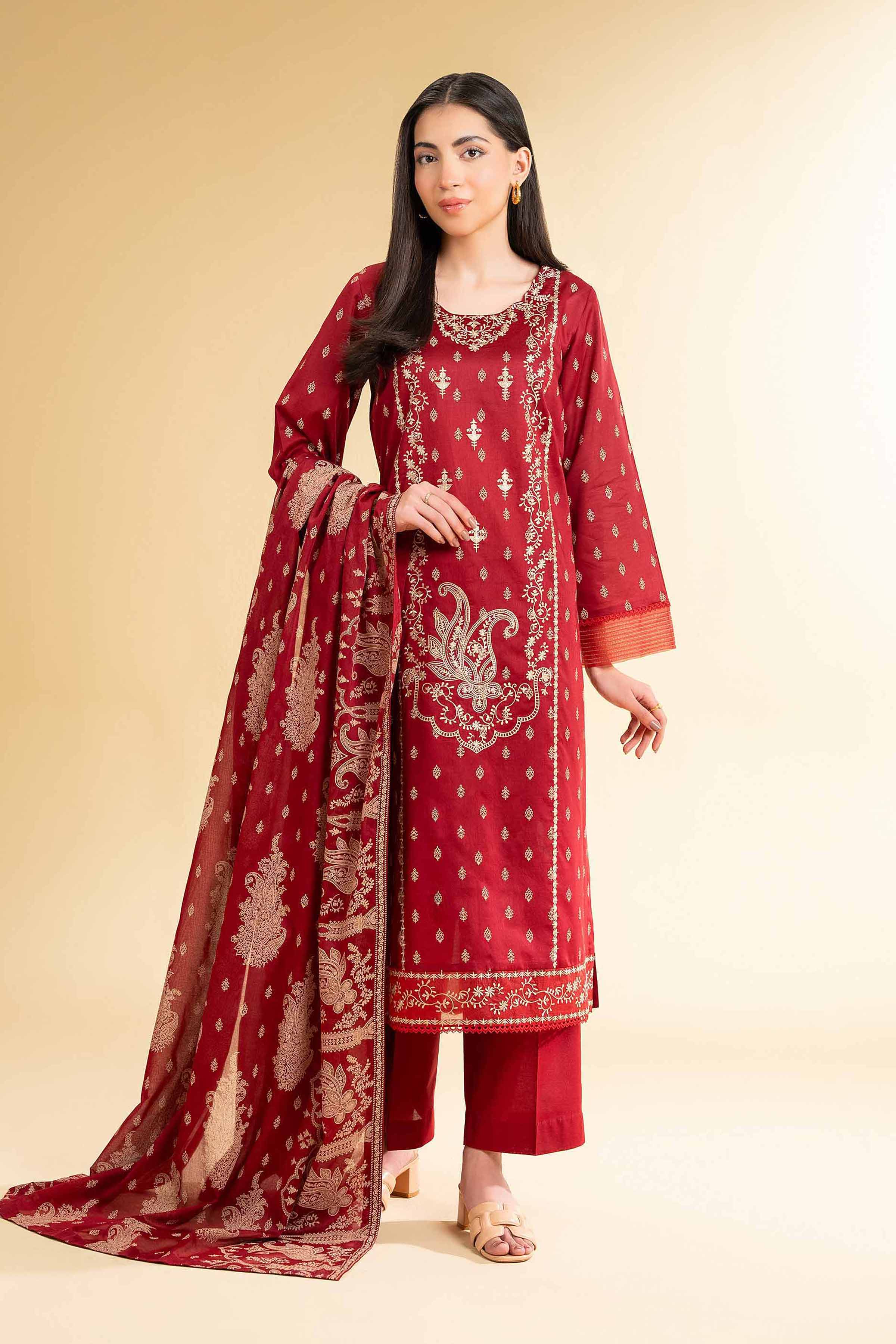 3 Piece -  Paste Printed Embroidered Suit - 42501813 for Women - Unstitched Collection | Nishat | Shop Online