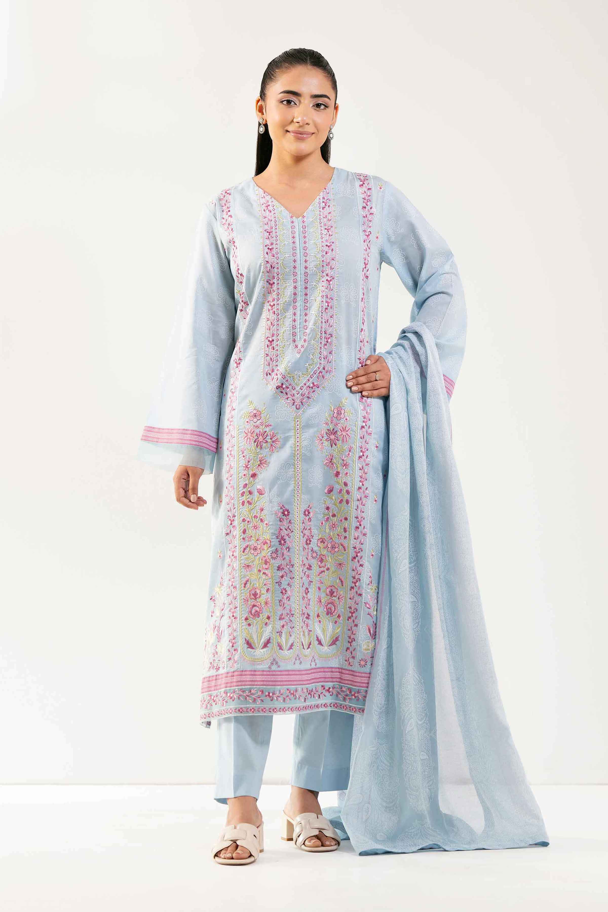 3 Piece -  Paste Printed Embroidered Suit - 42501814 for Women - Unstitched Collection | Nishat | Shop Online