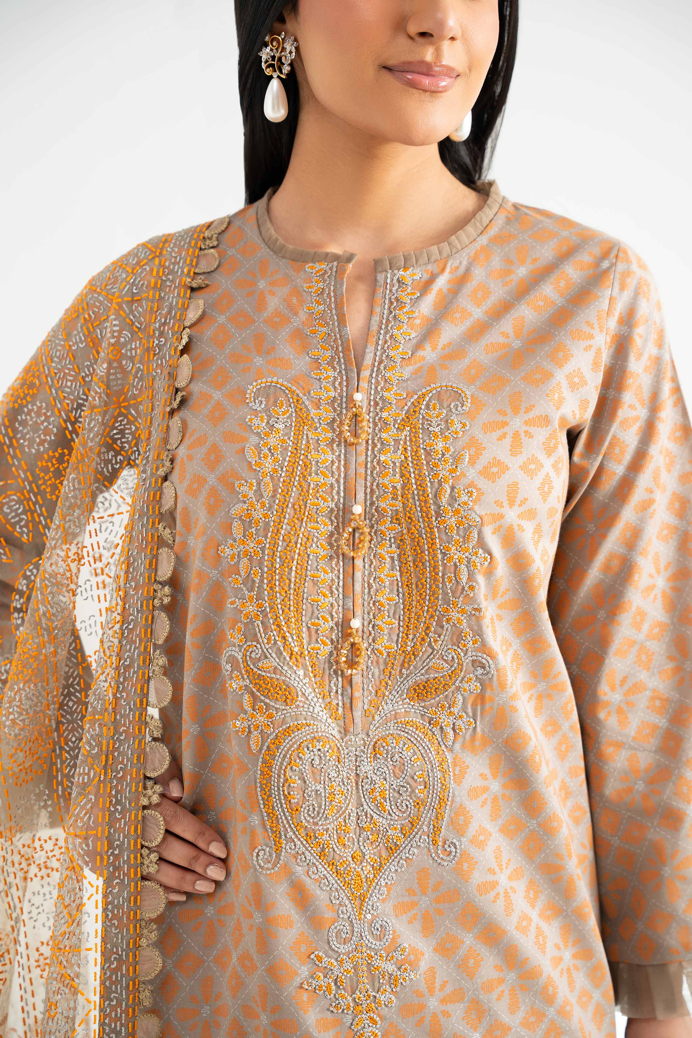 3 Piece -  Paste Printed Suit - 42501849 for Women - Unstitched Collection | Nishat | Shop Online