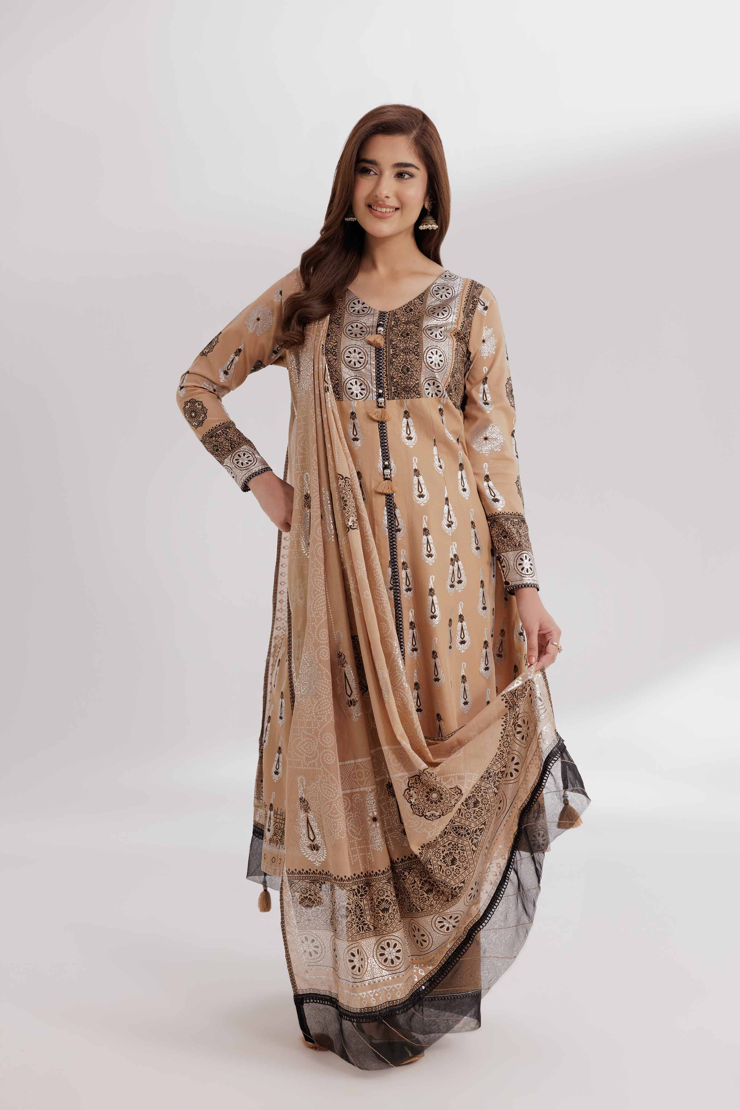 3 Piece - Foil Printed Suit - 42501903 for Women - Unstitched Collection | Nishat | Shop Online