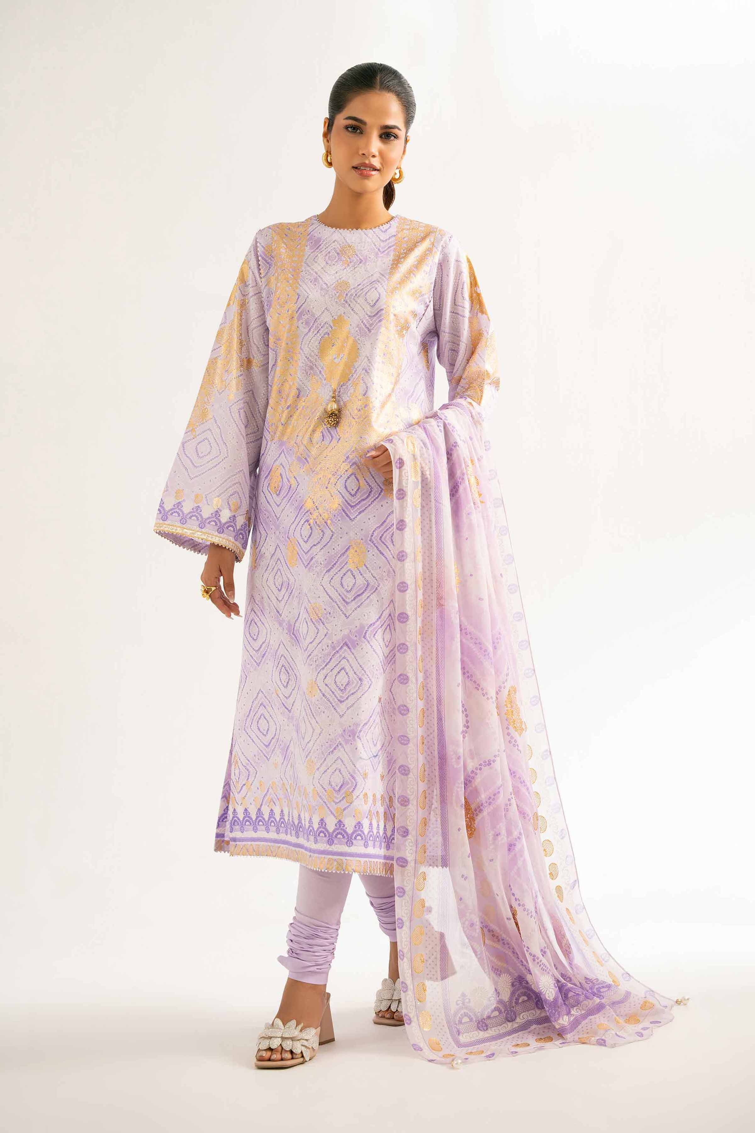 3 Piece - Foil Printed Suit - 42501905 for Women - Unstitched Collection | Nishat | Shop Online