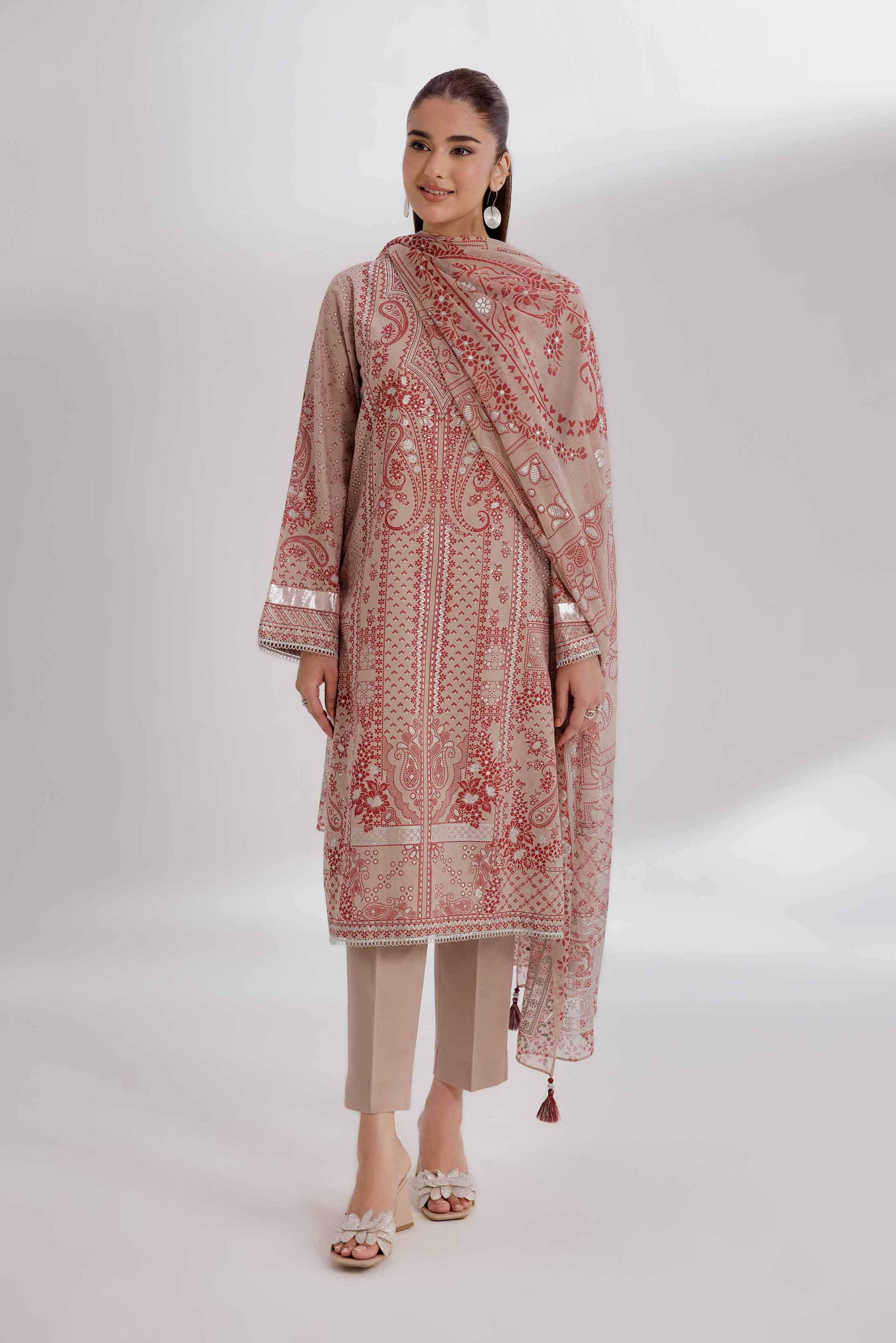 3 Piece - Foil Printed Suit - 42501906 for Women - Unstitched Collection | Nishat | Shop Online
