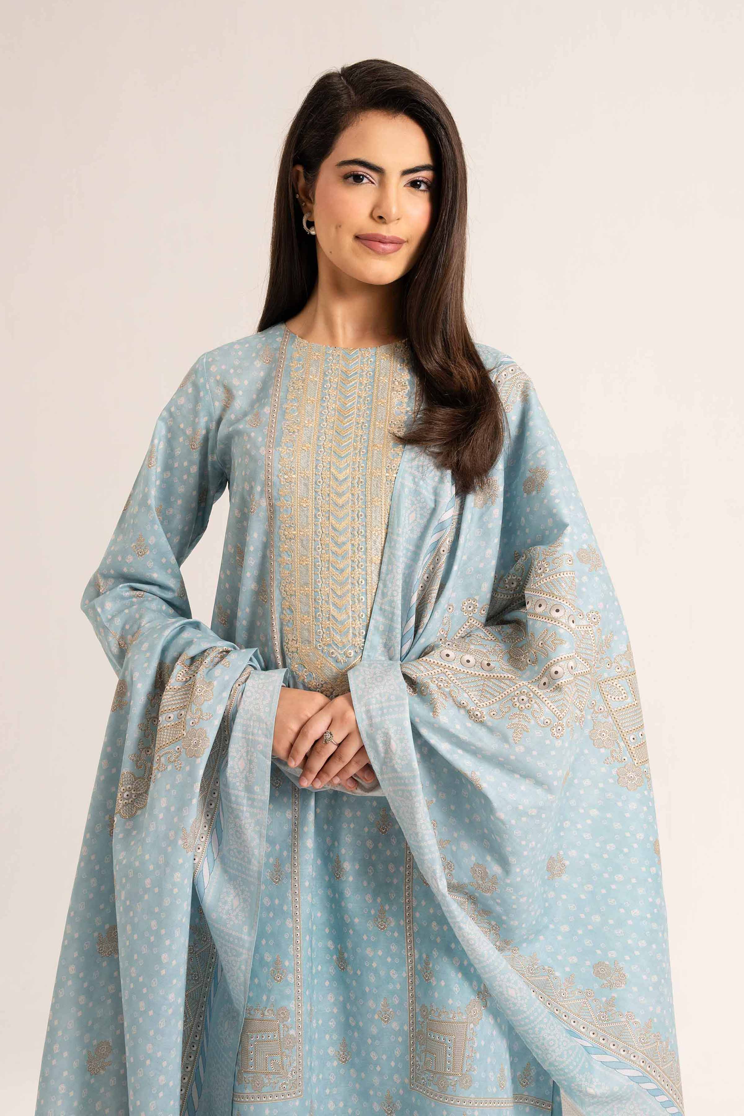 3 Piece - Digital Printed Embroidered Suit - 42501933 for Women - Unstitched Collection | Nishat | Shop Online