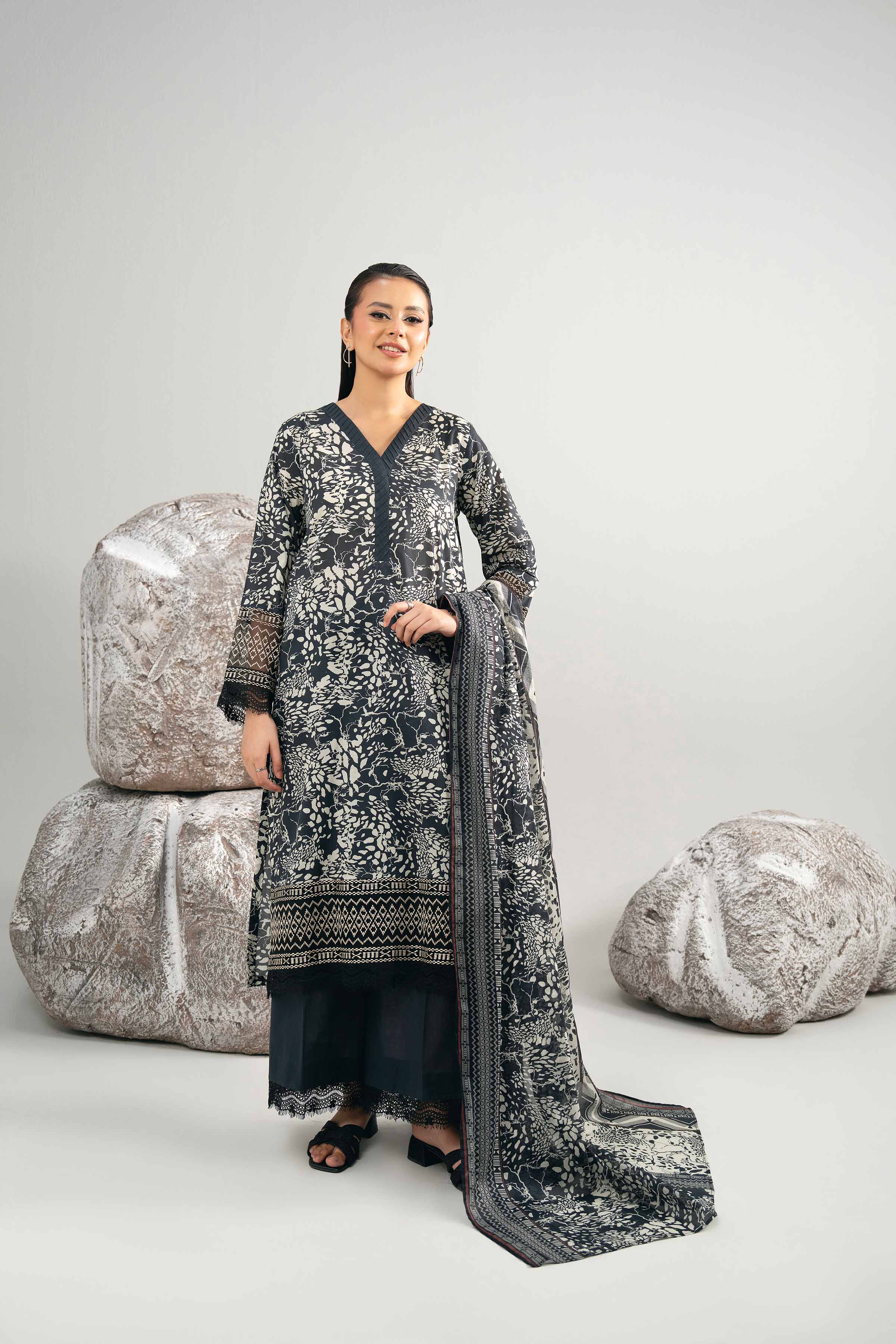 3 Piece - Printed Embroidered Suit - 42502017 for Women - Unstitched Collection | Nishat | Shop Online