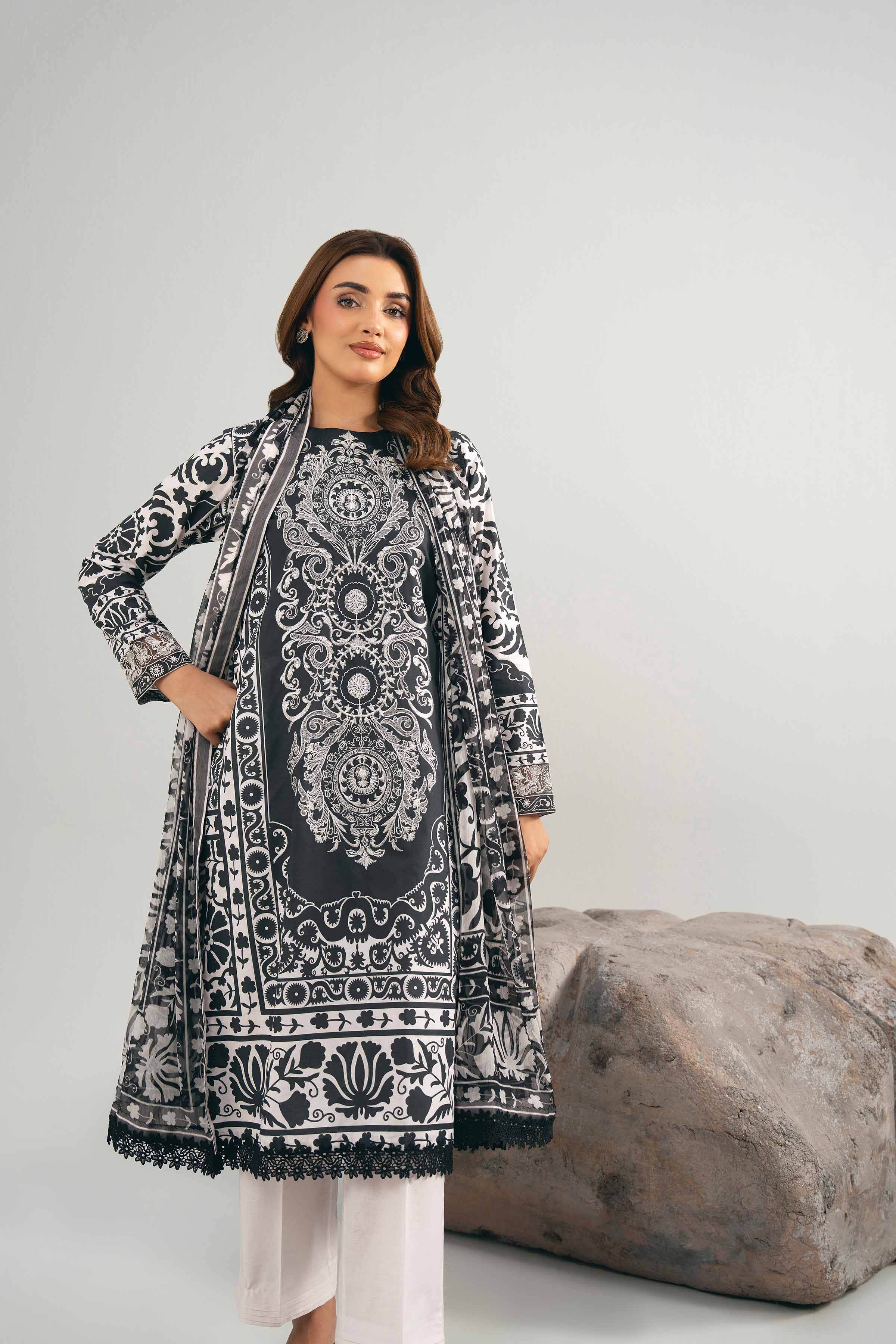 3 Piece - Digital Printed Embroidered Suit - 42502036 for Women - Unstitched Collection | Nishat | Shop Online