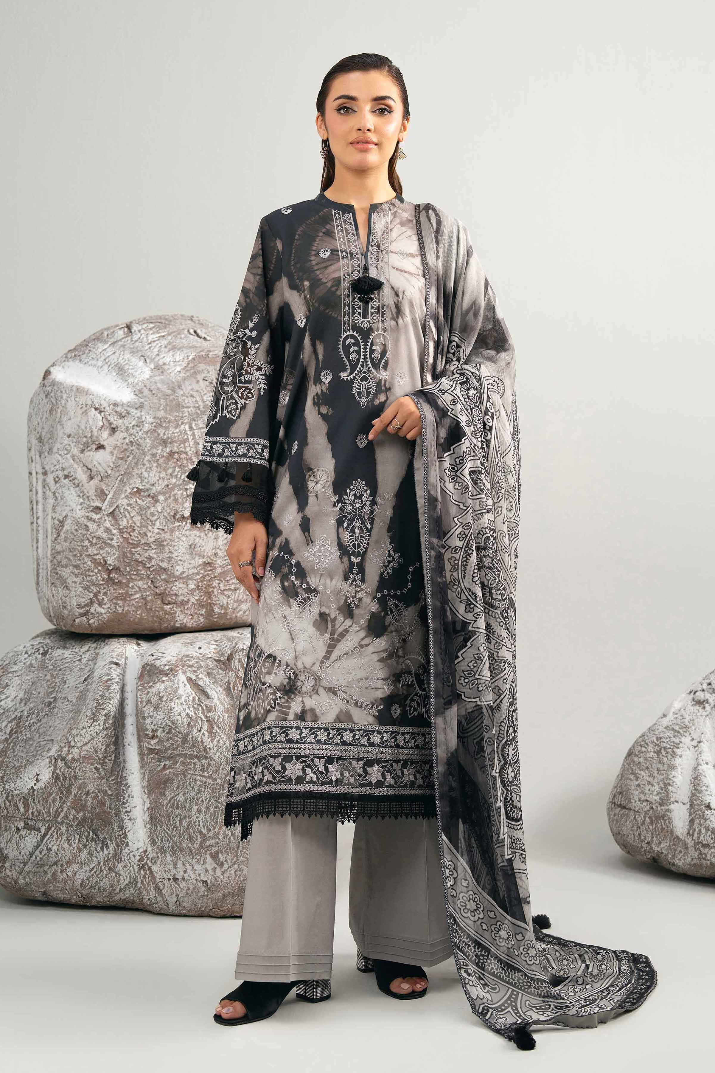 3 Piece - Digital Printed Embroidered Suit - 42502037 for Women - Unstitched Collection | Nishat | Shop Online