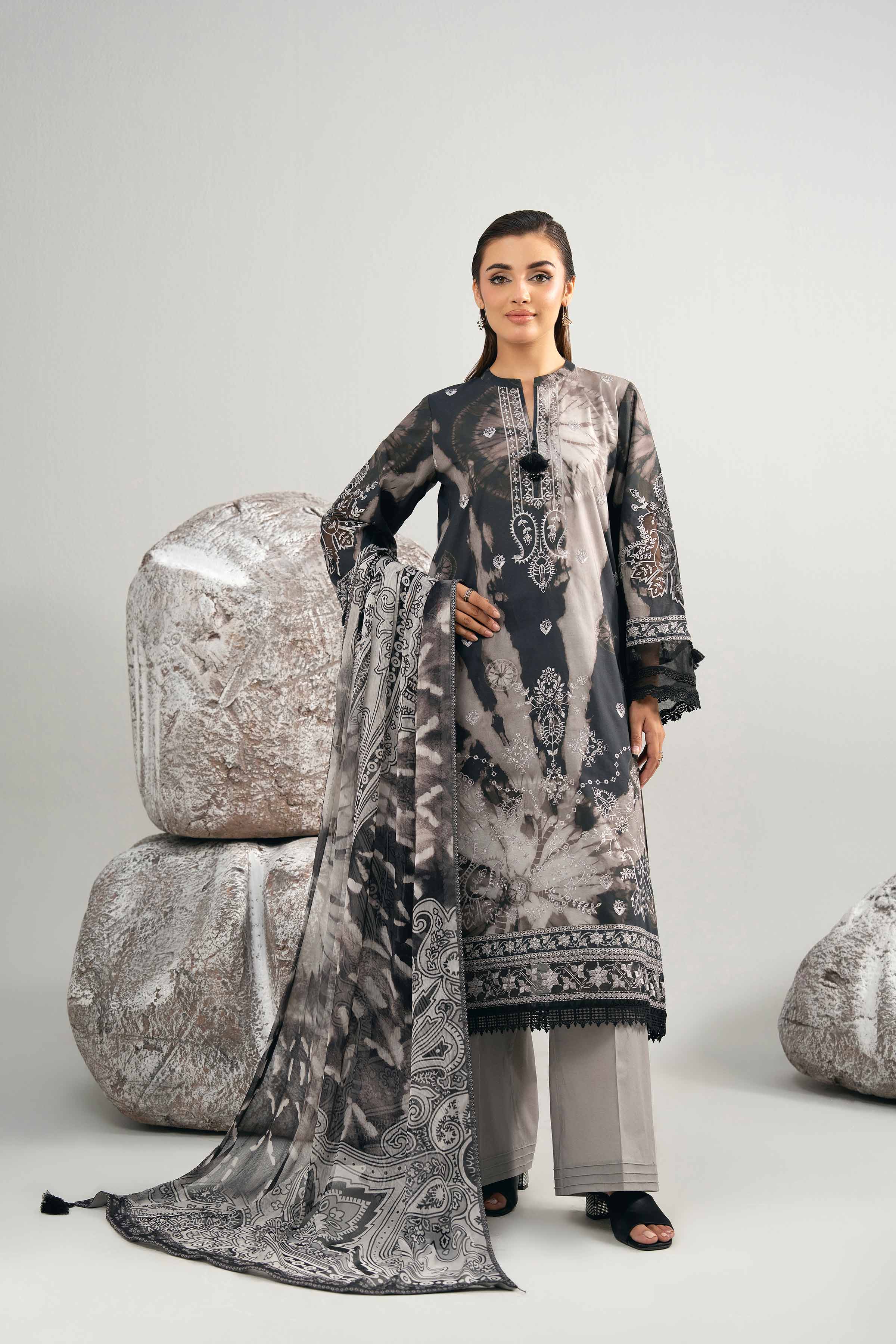 3 Piece - Digital Printed Embroidered Suit - 42502037 for Women - Unstitched Collection | Nishat | Shop Online