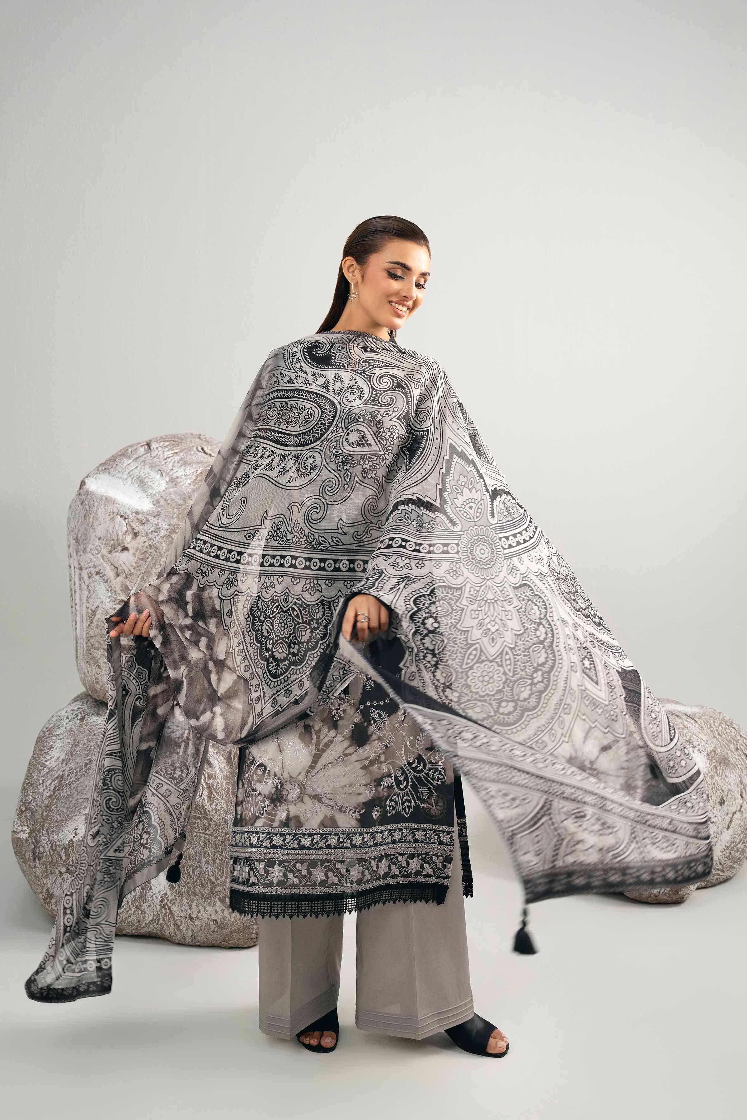 3 Piece - Digital Printed Embroidered Suit - 42502037 for Women - Unstitched Collection | Nishat | Shop Online