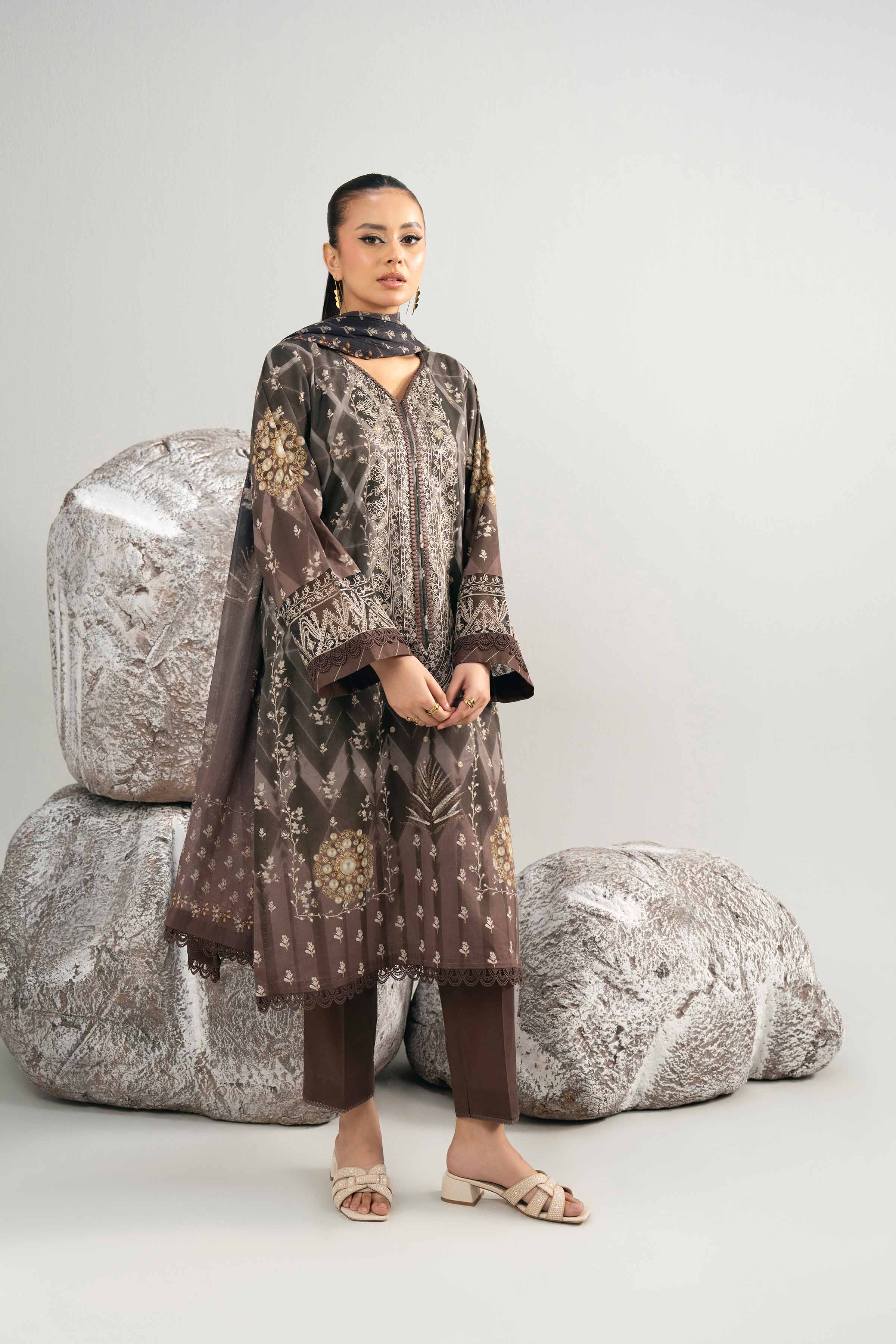 3 Piece - Digital Printed Embroidered Suit - 42502038 for Women - Unstitched Collection | Nishat | Shop Online