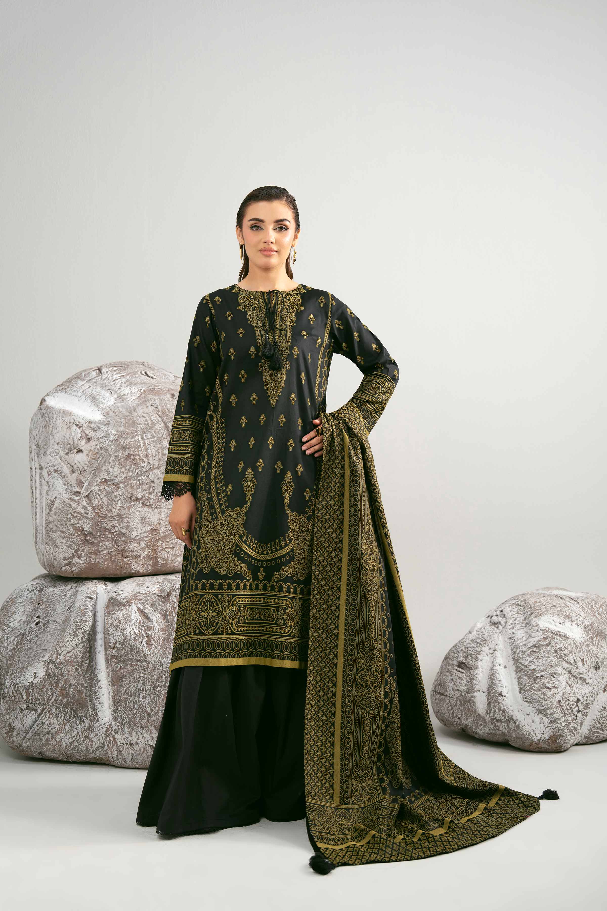 3 Piece - Dyed Jacquard Suit - 42502039 for Women - Unstitched Collection | Nishat | Shop Online