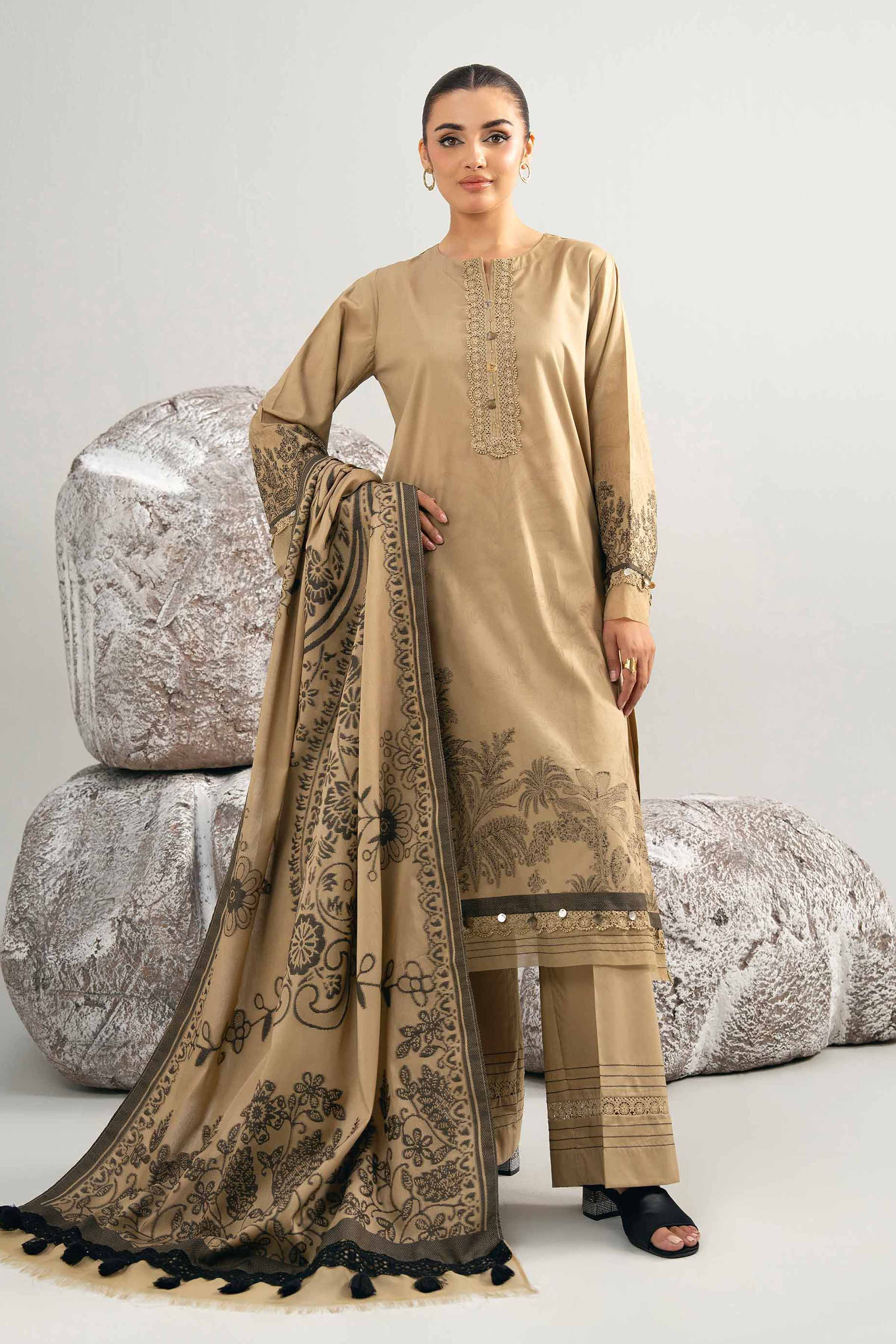 3 Piece - Dyed Jacquard Suit - 42502040 for Women - Unstitched Collection | Nishat | Shop Online
