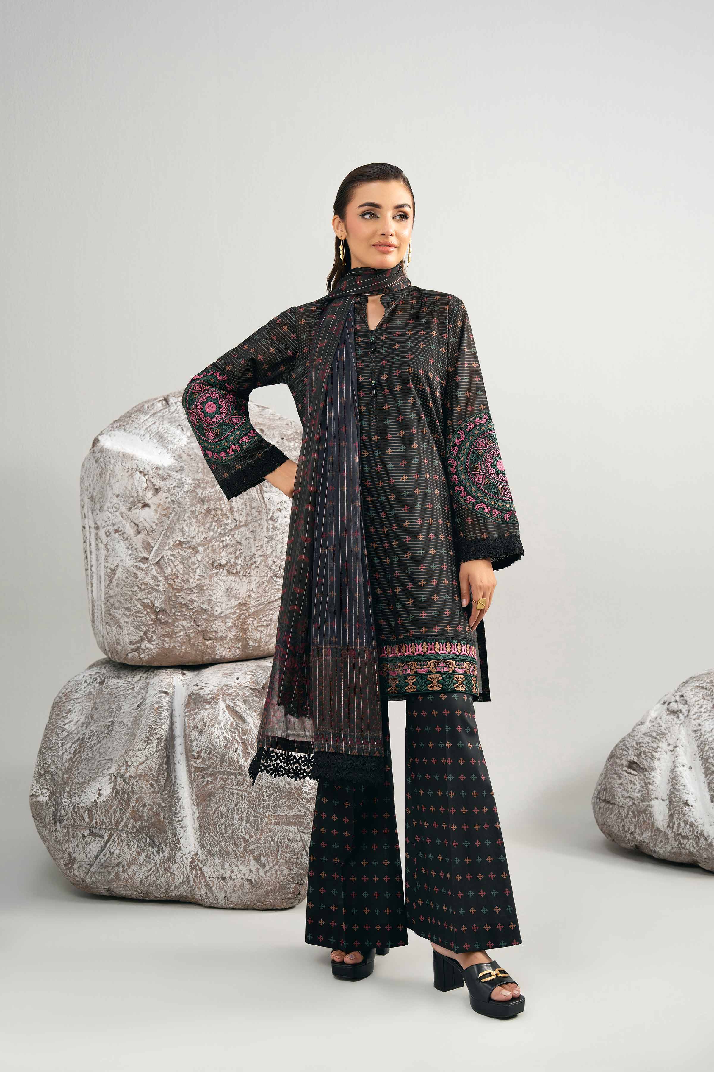 3 Piece - Digital Printed Embroidered Suit - 42502046 for Women - Unstitched Collection | Nishat | Shop Online