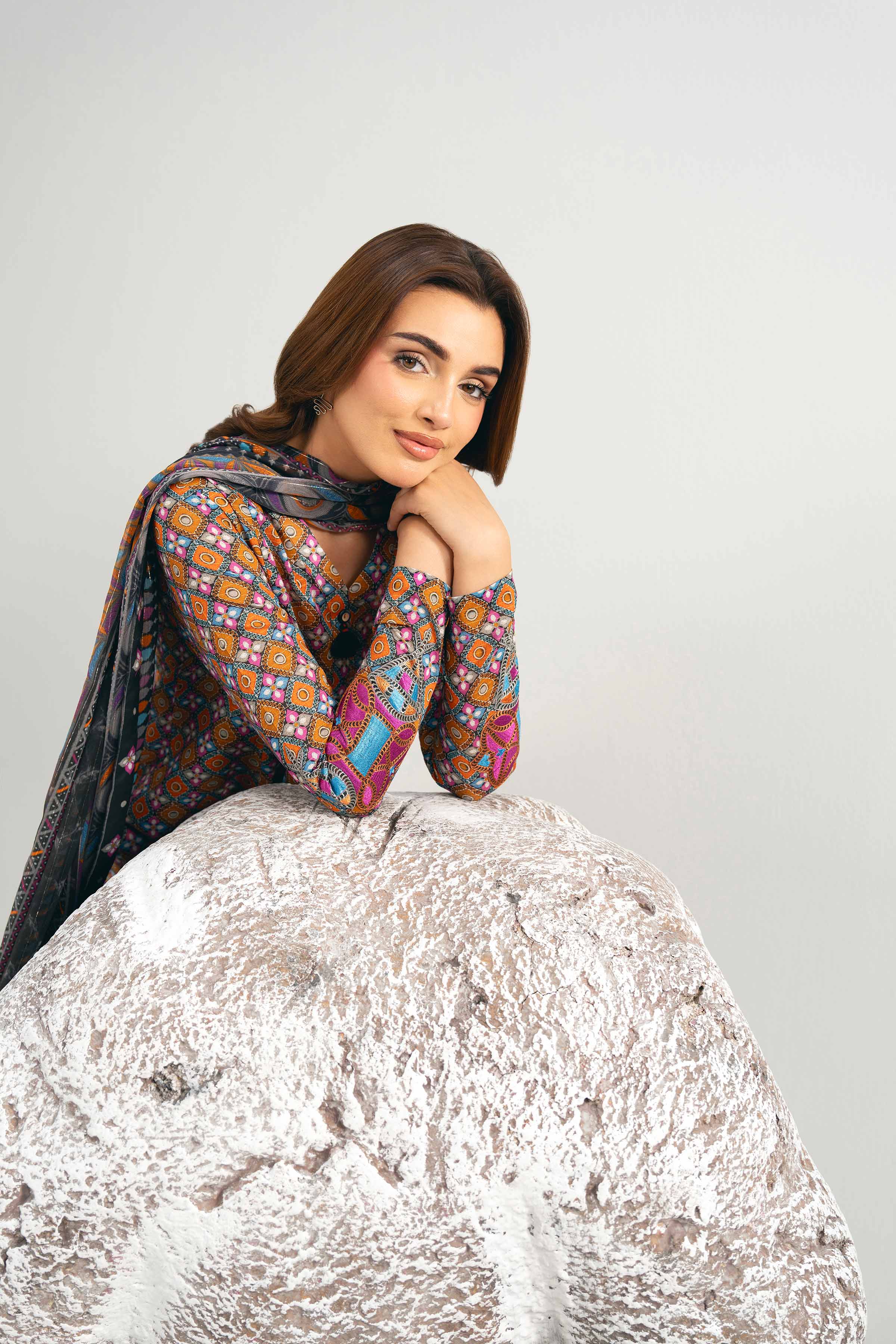 3 Piece - Digital Printed Embroidered Suit - 42502048 for Women - Unstitched Collection | Nishat | Shop Online