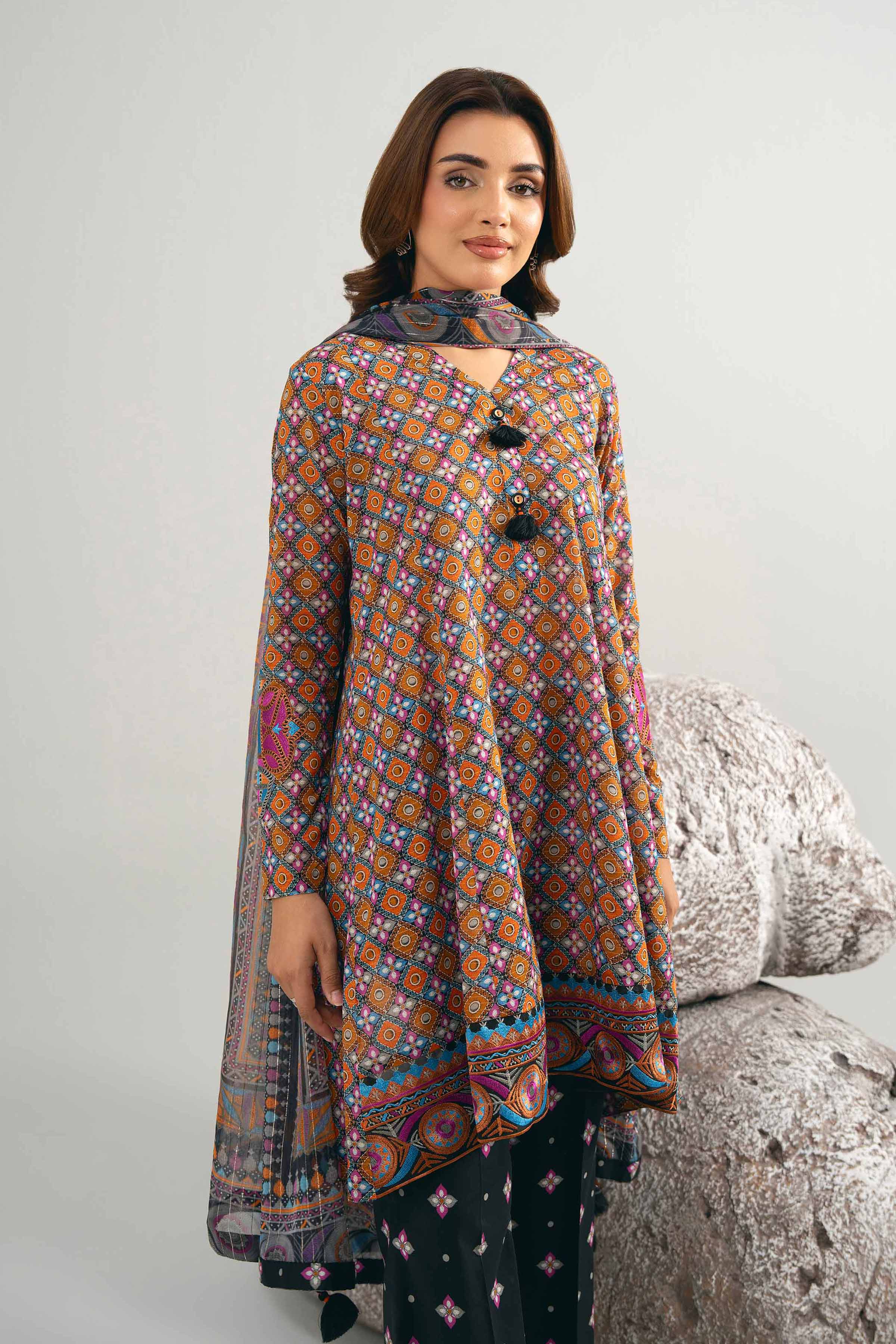 3 Piece - Digital Printed Embroidered Suit - 42502048 for Women - Unstitched Collection | Nishat | Shop Online