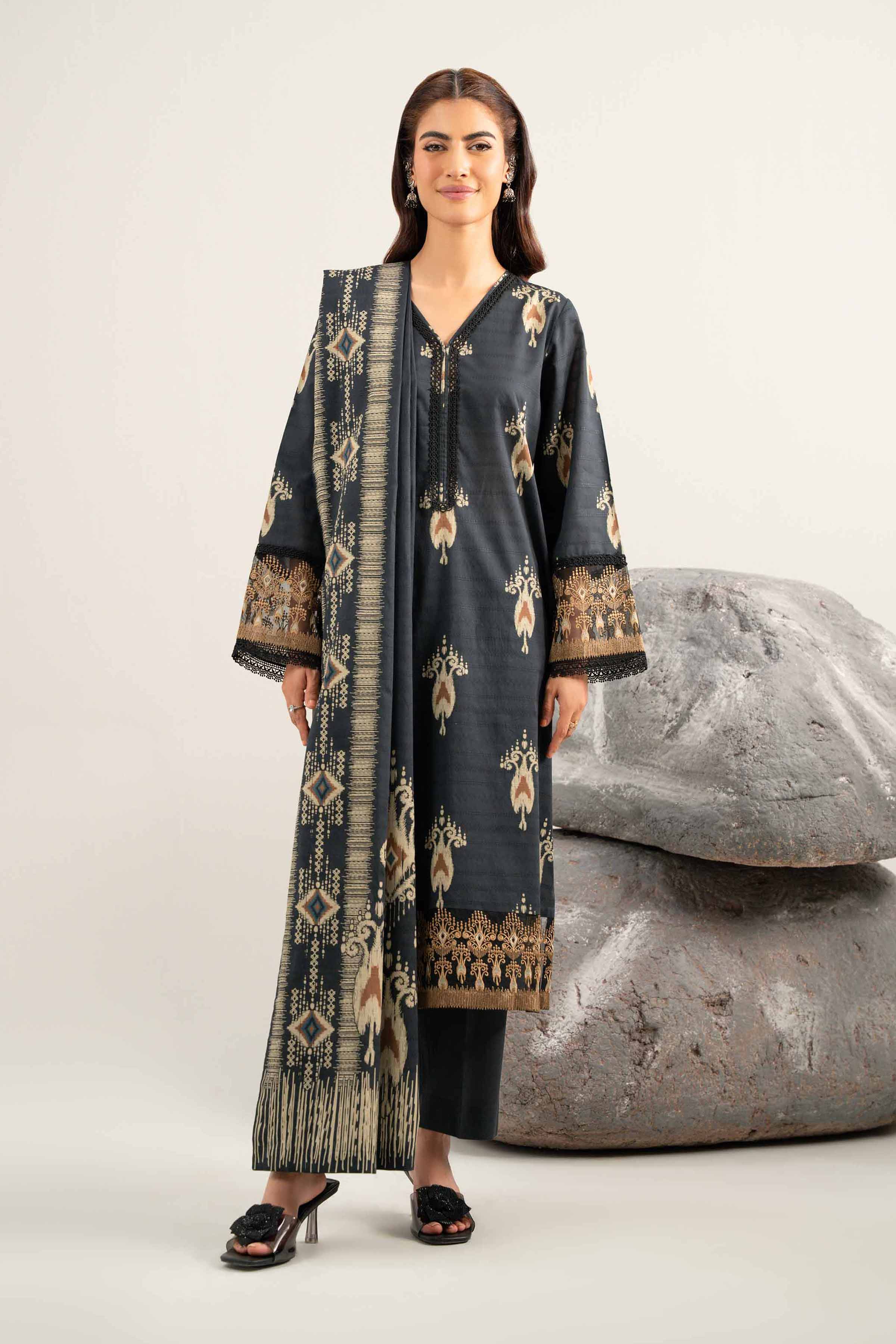3 Piece - Digital Printed Embroidered Suit - 42502053 for Women - Unstitched Collection | Nishat | Shop Online