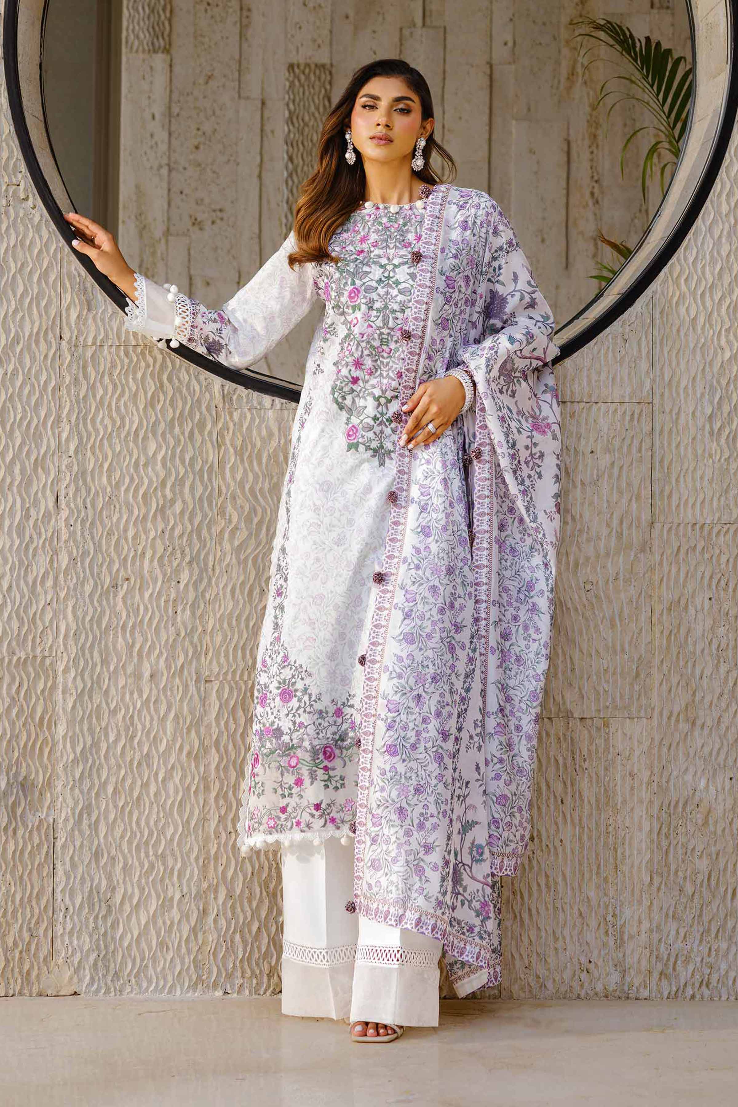 3 Piece - Digital Printed Embroidered Suit - 42502134