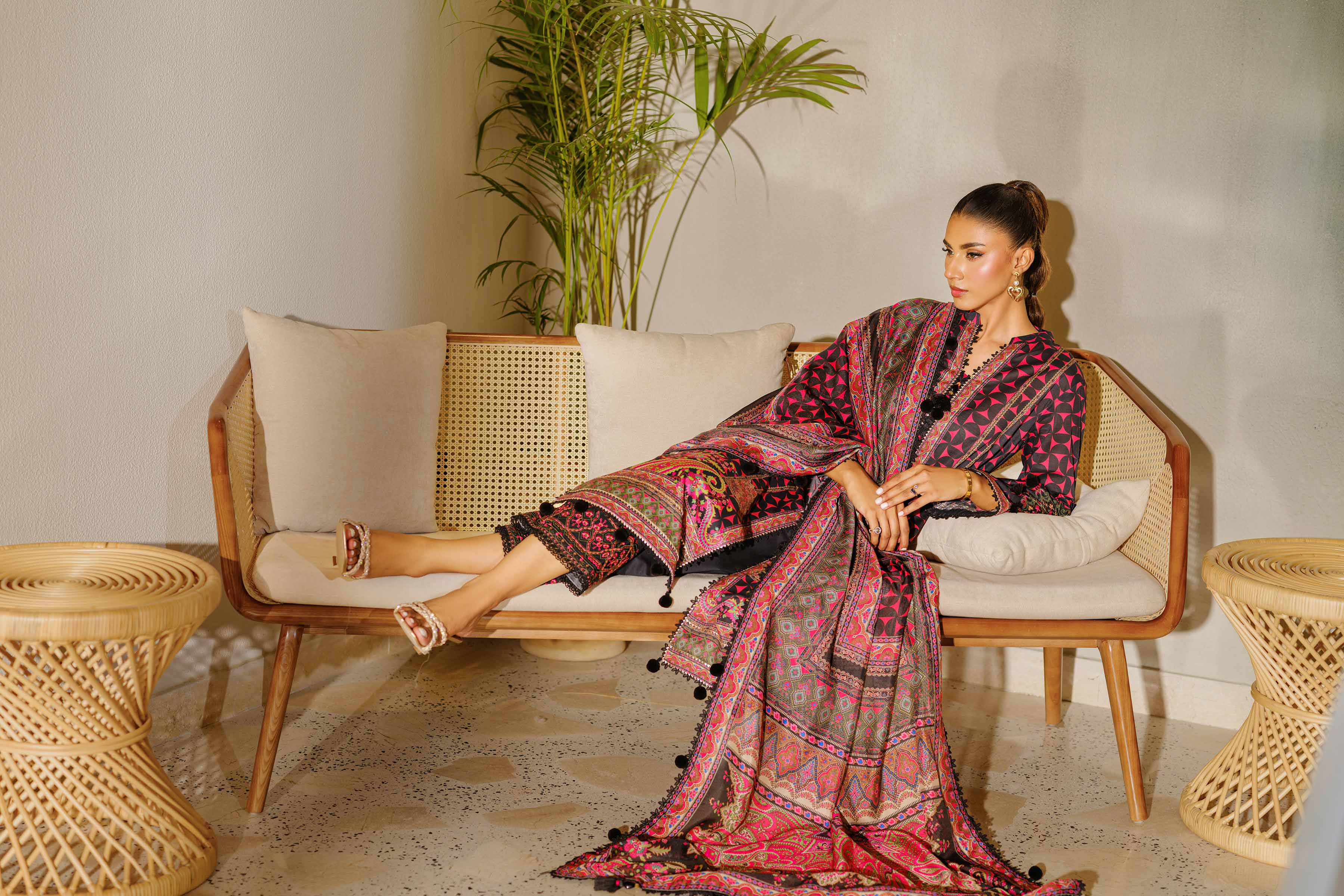 3 Piece - Digital Printed Embroidered Suit - 42502139