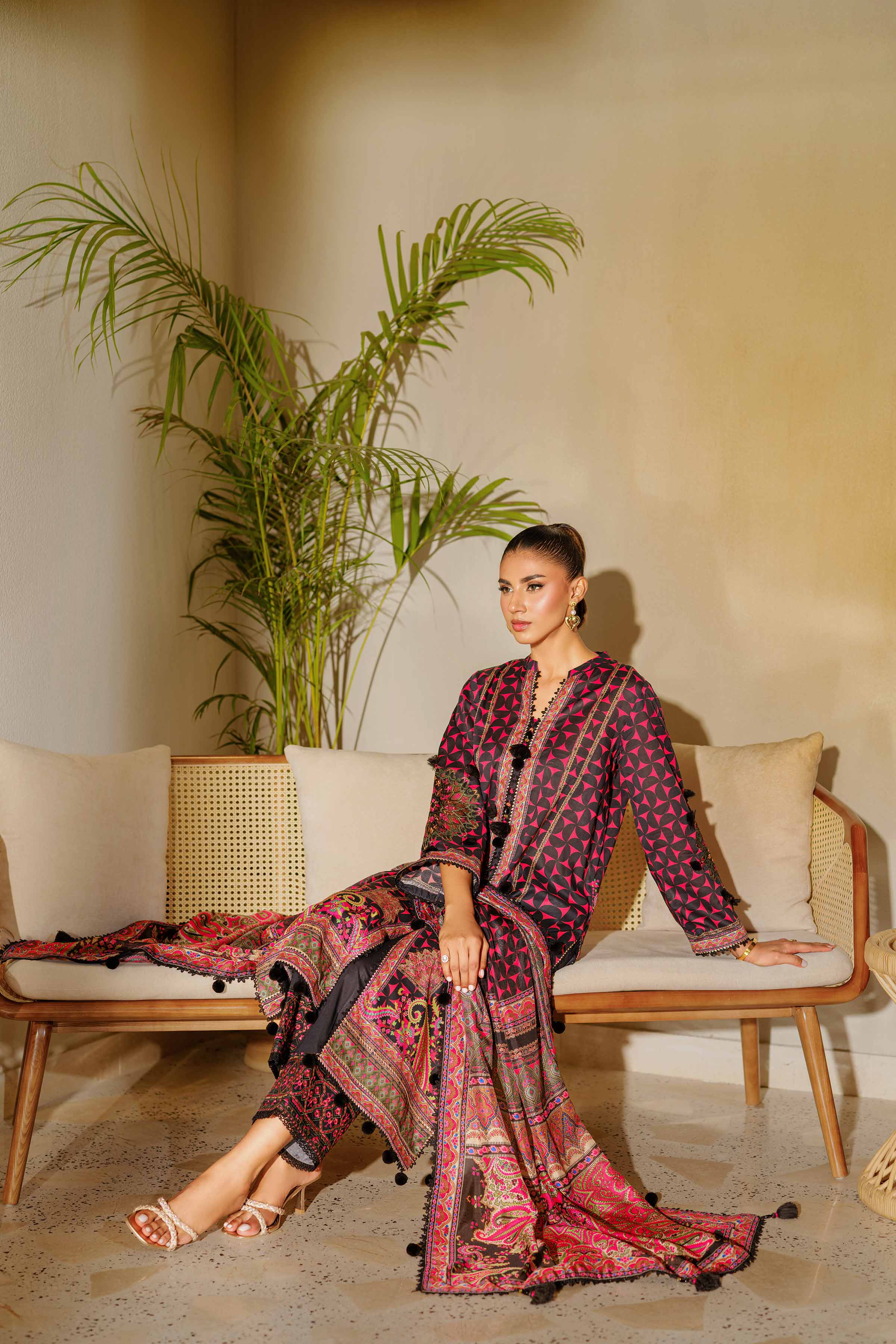 3 Piece - Digital Printed Embroidered Suit - 42502139