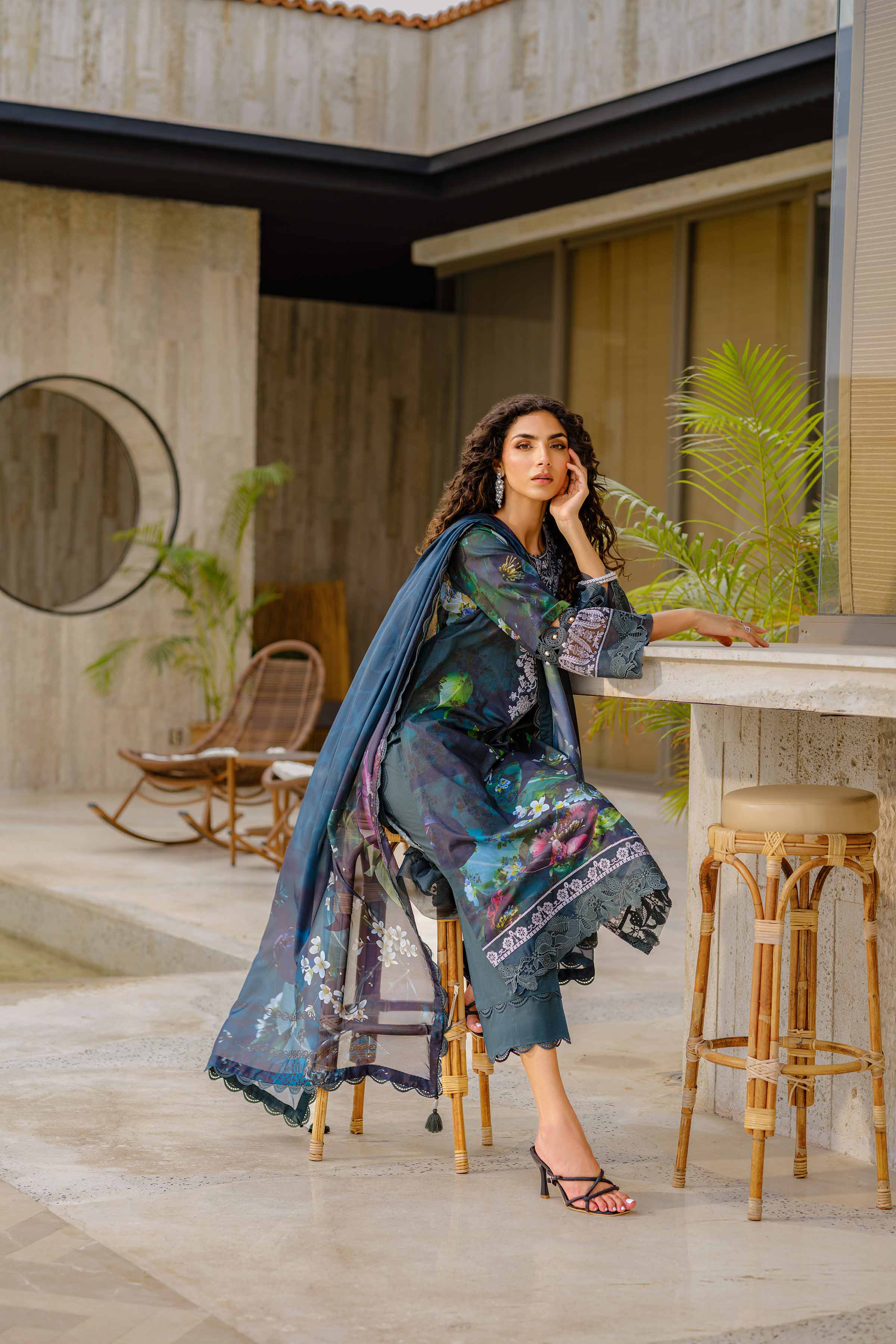3 Piece - Digital Printed Embroidered Suit - 42502142
