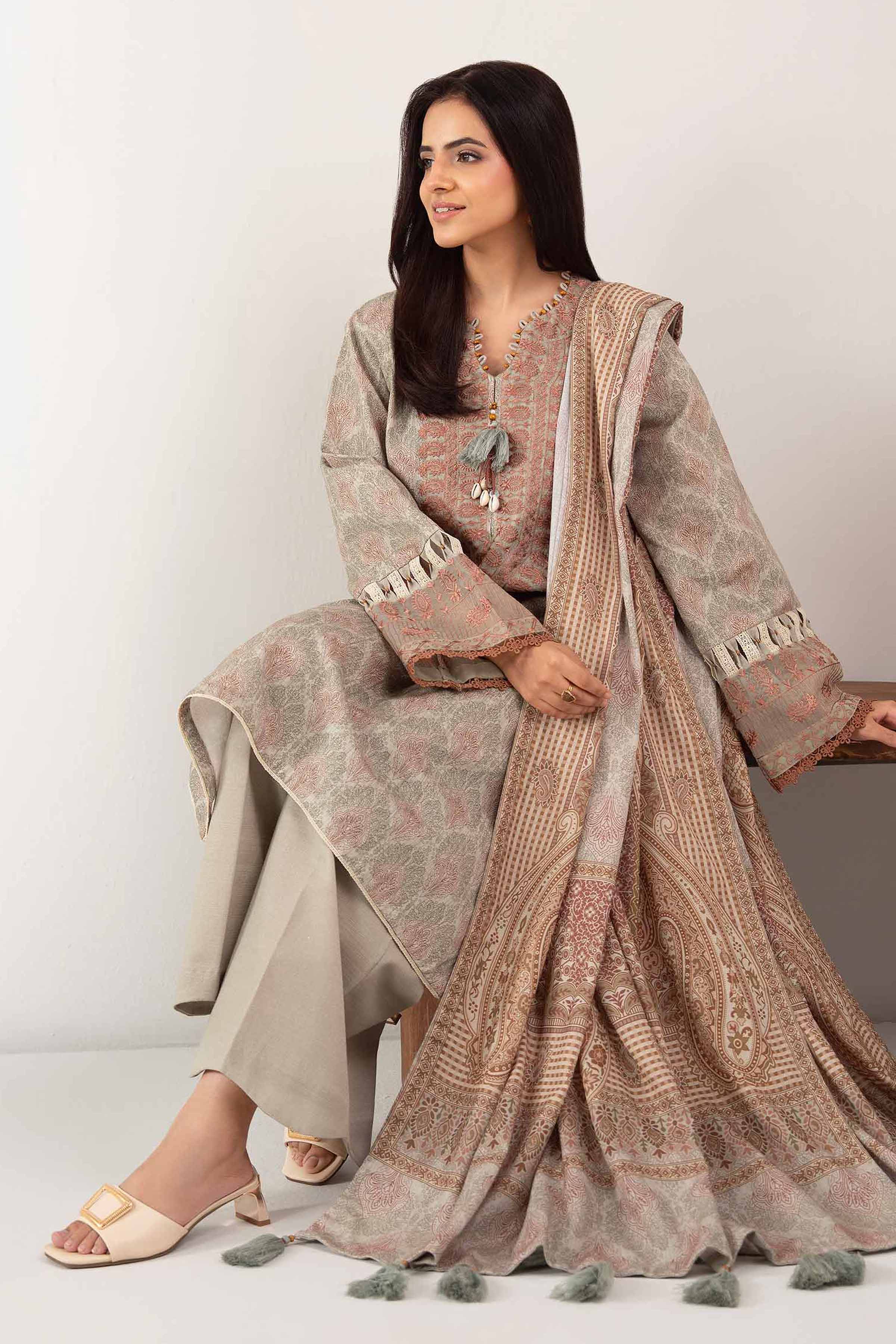3 Piece - Digital Printed Embroidered Suit - 42502574 for Women - Unstitched Collection | Nishat | Shop Online