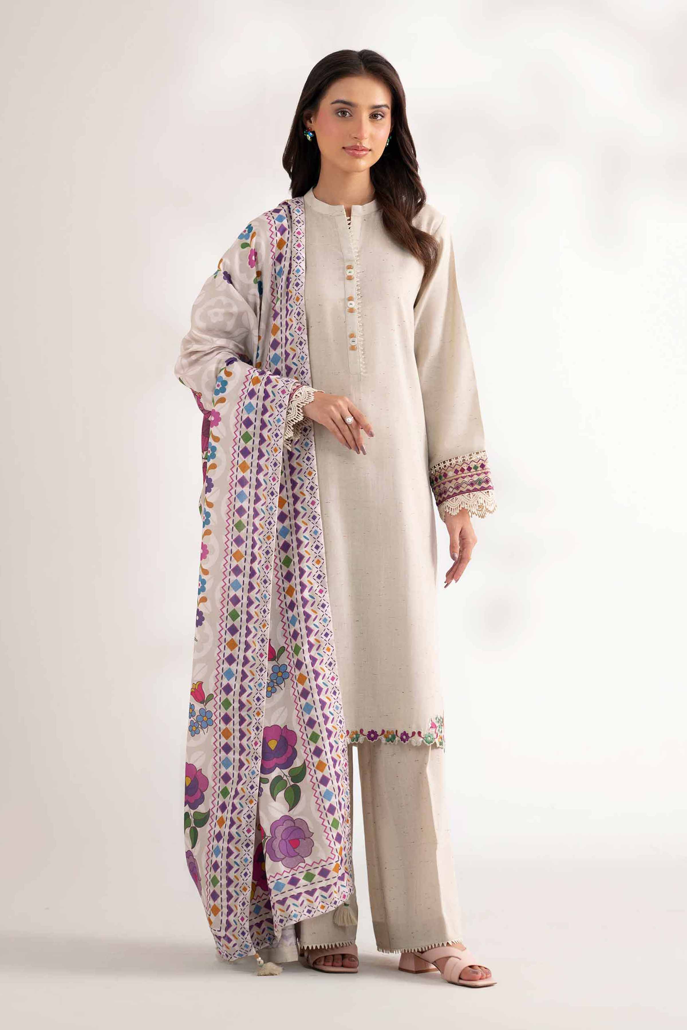 3 Piece - Digital Printed Embroidered Suit - 42502596 for Women - Unstitched Collection | Nishat | Shop Online