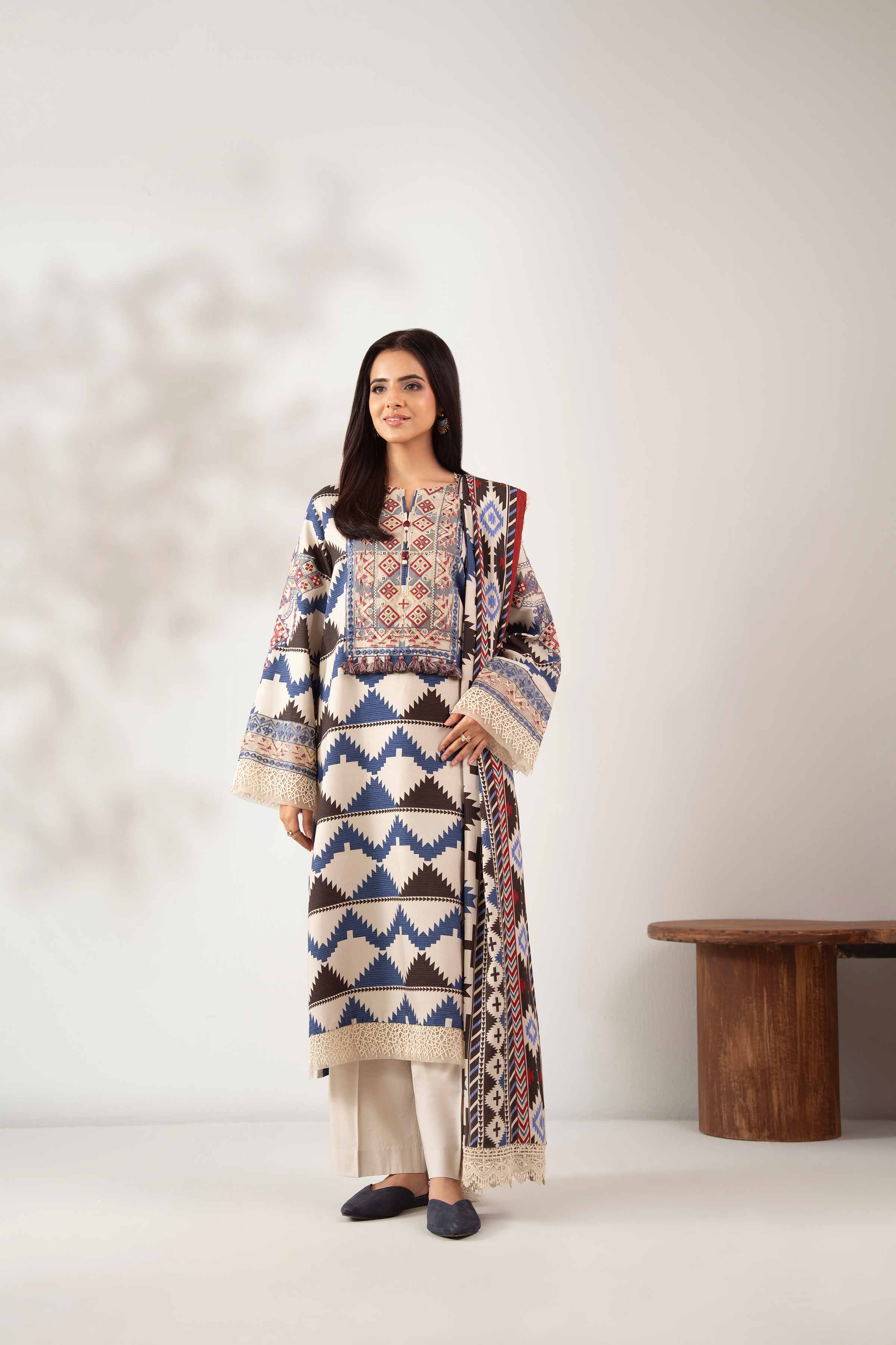 3 Piece - Printed Embroidered Suit - 42502622 for Women - Unstitched Collection | Nishat | Shop Online