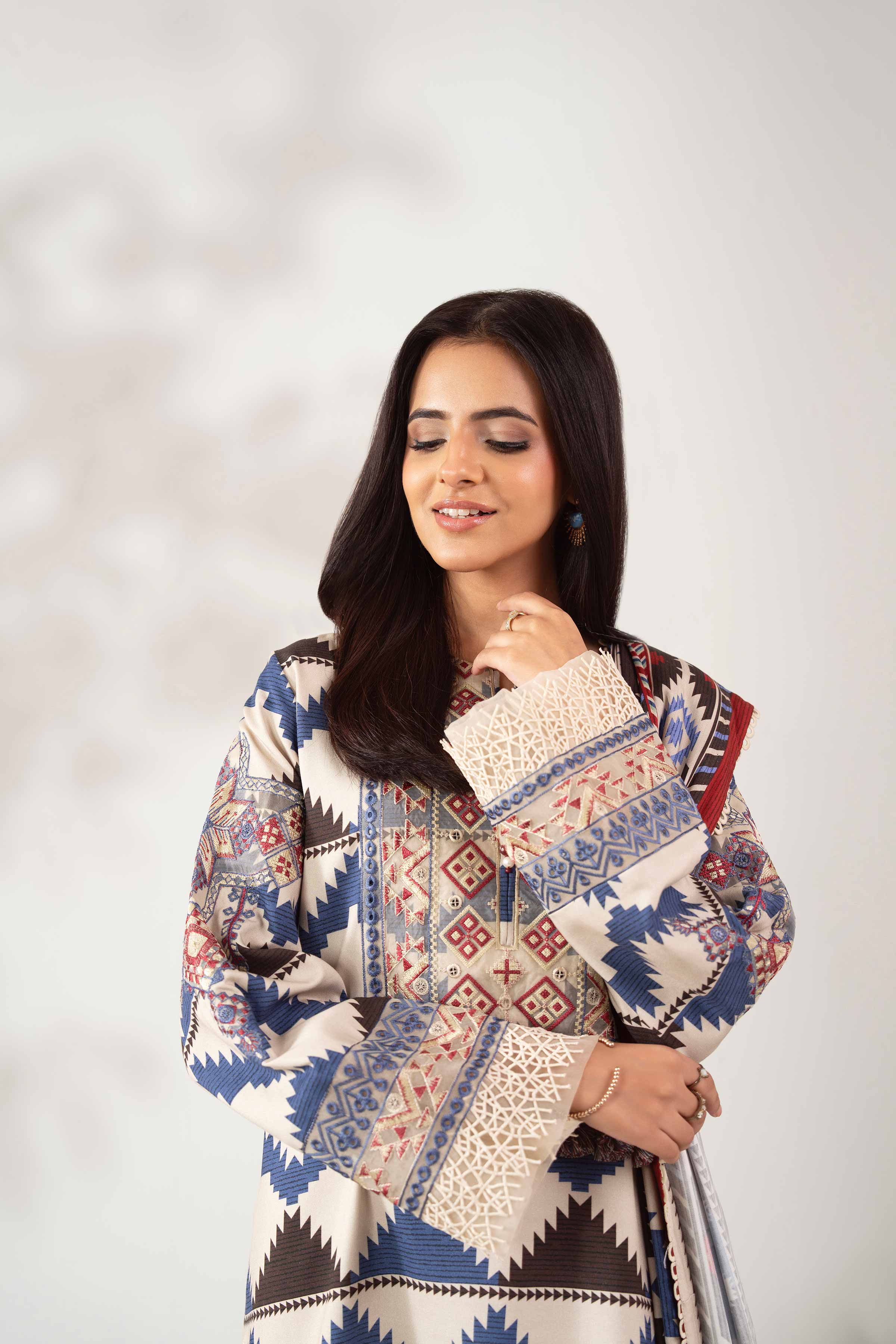 3 Piece - Printed Embroidered Suit - 42502622 for Women - Unstitched Collection | Nishat | Shop Online
