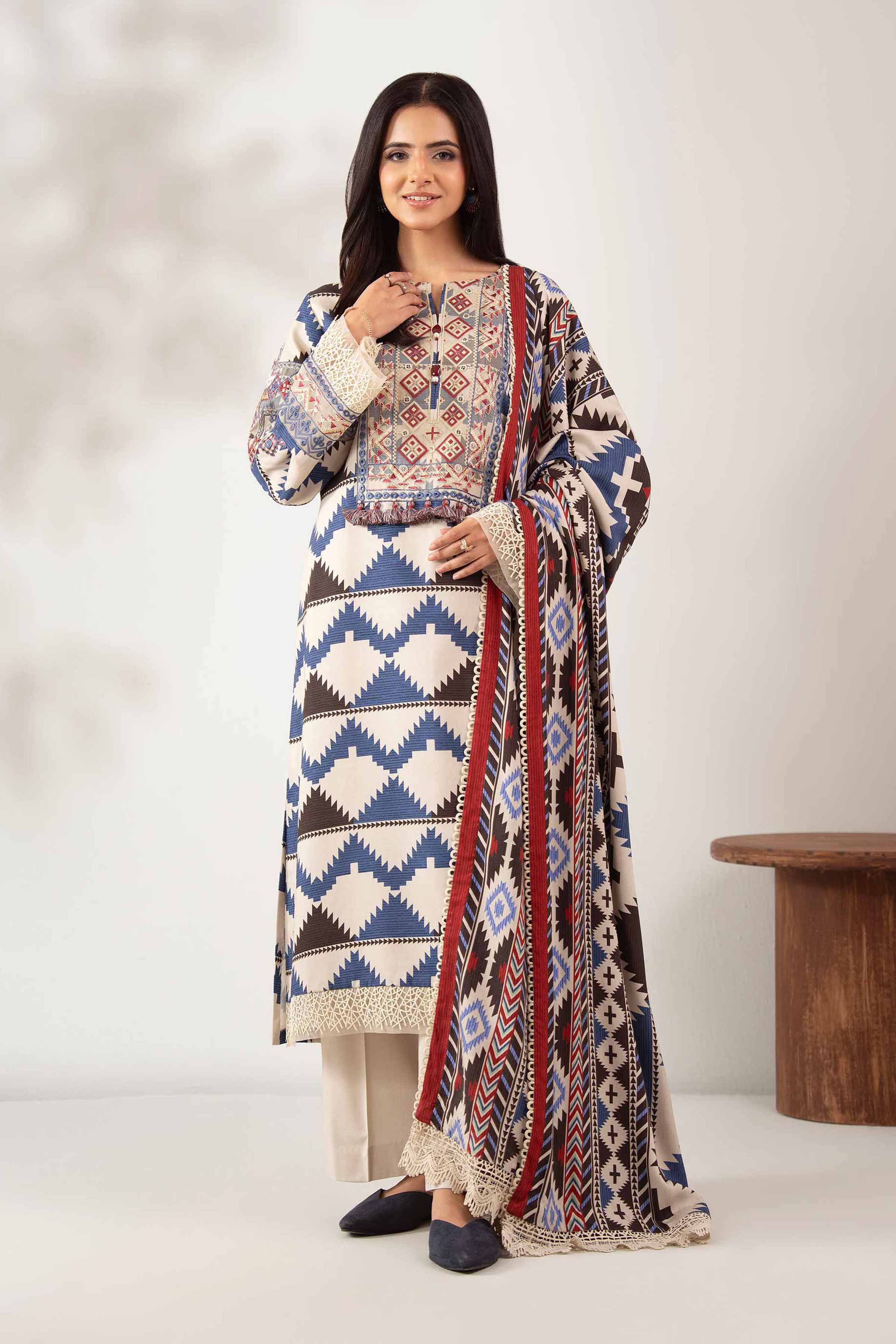 3 Piece - Printed Embroidered Suit - 42502622 for Women - Unstitched Collection | Nishat | Shop Online