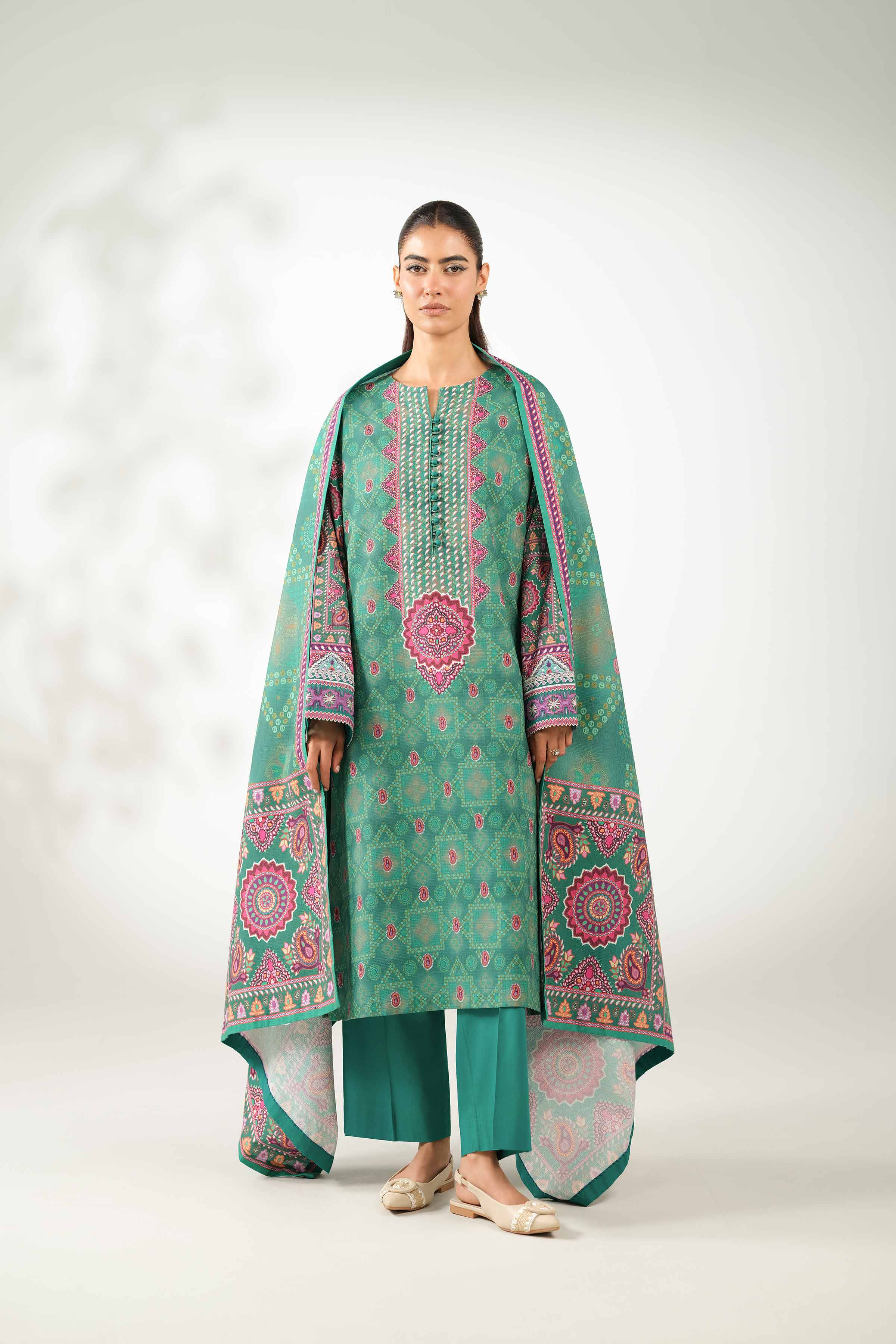 3 Piece - Digital Printed Embroidered Suit - 42502638 for Women - Unstitched Collection | Nishat | Shop Online