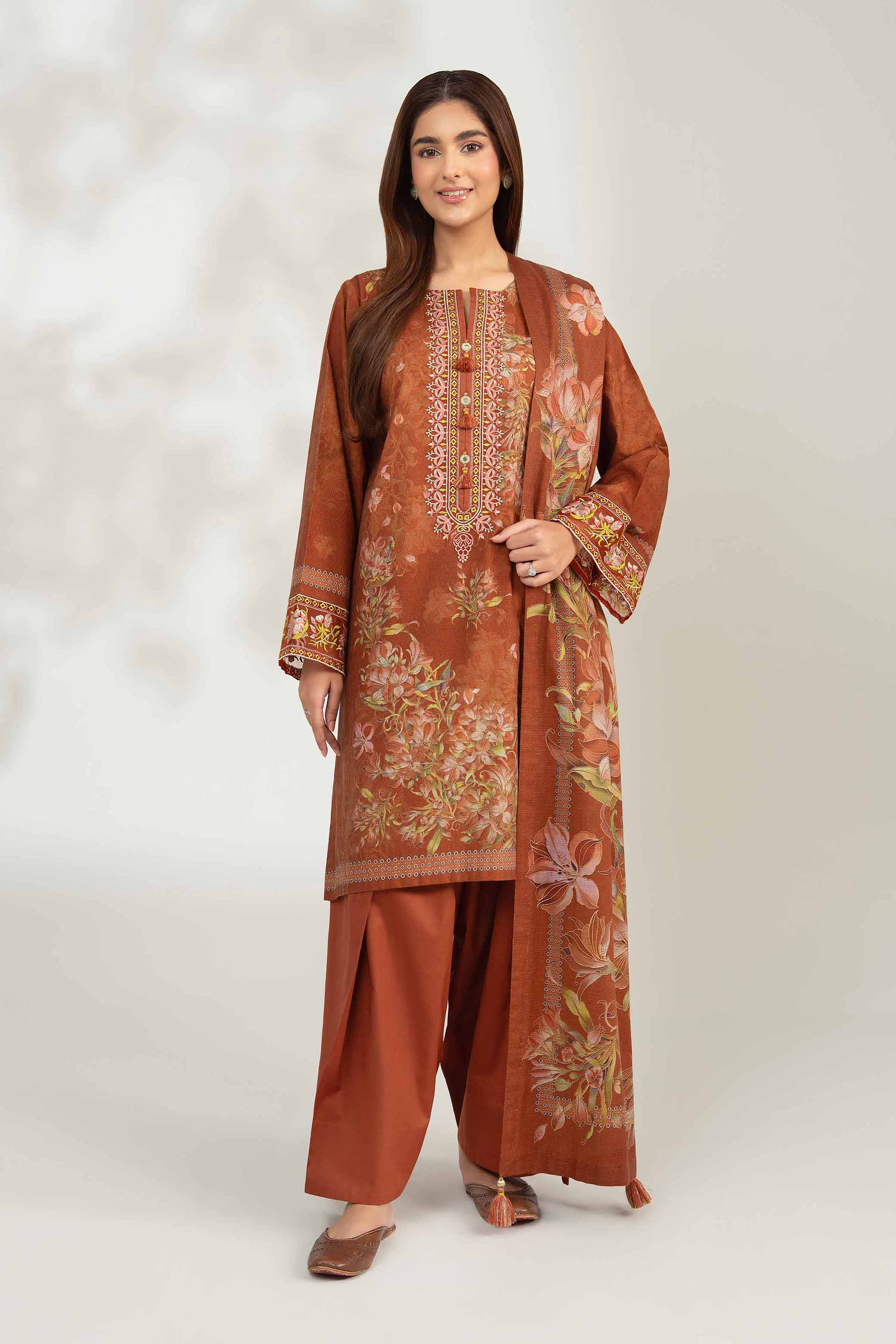 3 Piece - Digital Printed Embroidered Suit - 42502639 for Women - Unstitched Collection | Nishat | Shop Online