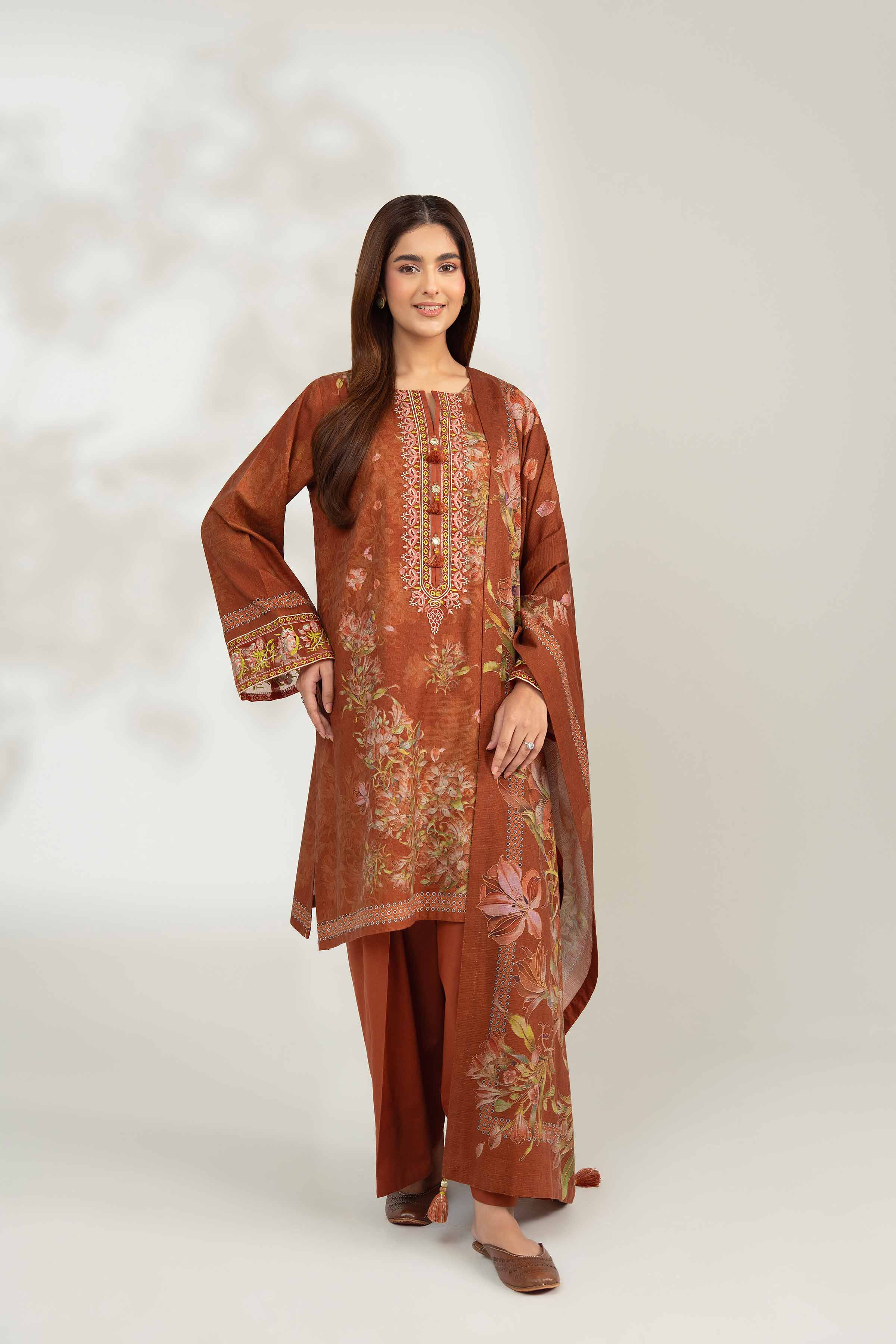 3 Piece - Digital Printed Embroidered Suit - 42502639 for Women - Unstitched Collection | Nishat | Shop Online