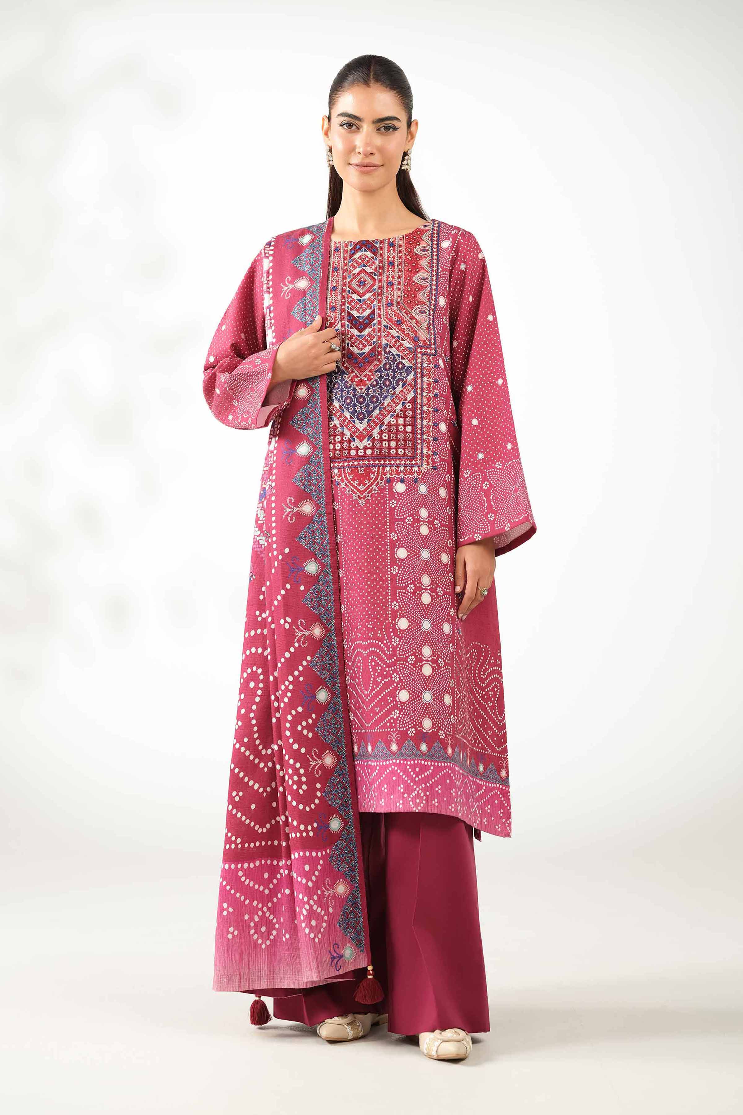 3 Piece - Digital Printed Embroidered Suit - 42502644 for Women - Unstitched Collection | Nishat | Shop Online