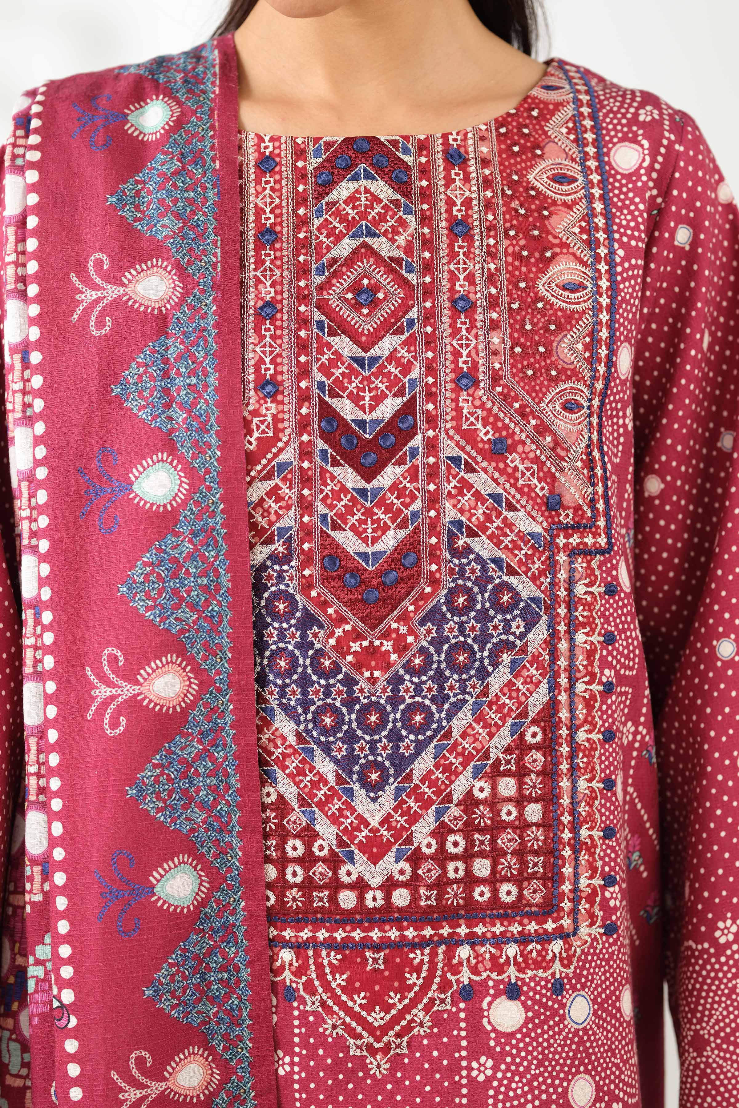 3 Piece - Digital Printed Embroidered Suit - 42502644 for Women - Unstitched Collection | Nishat | Shop Online