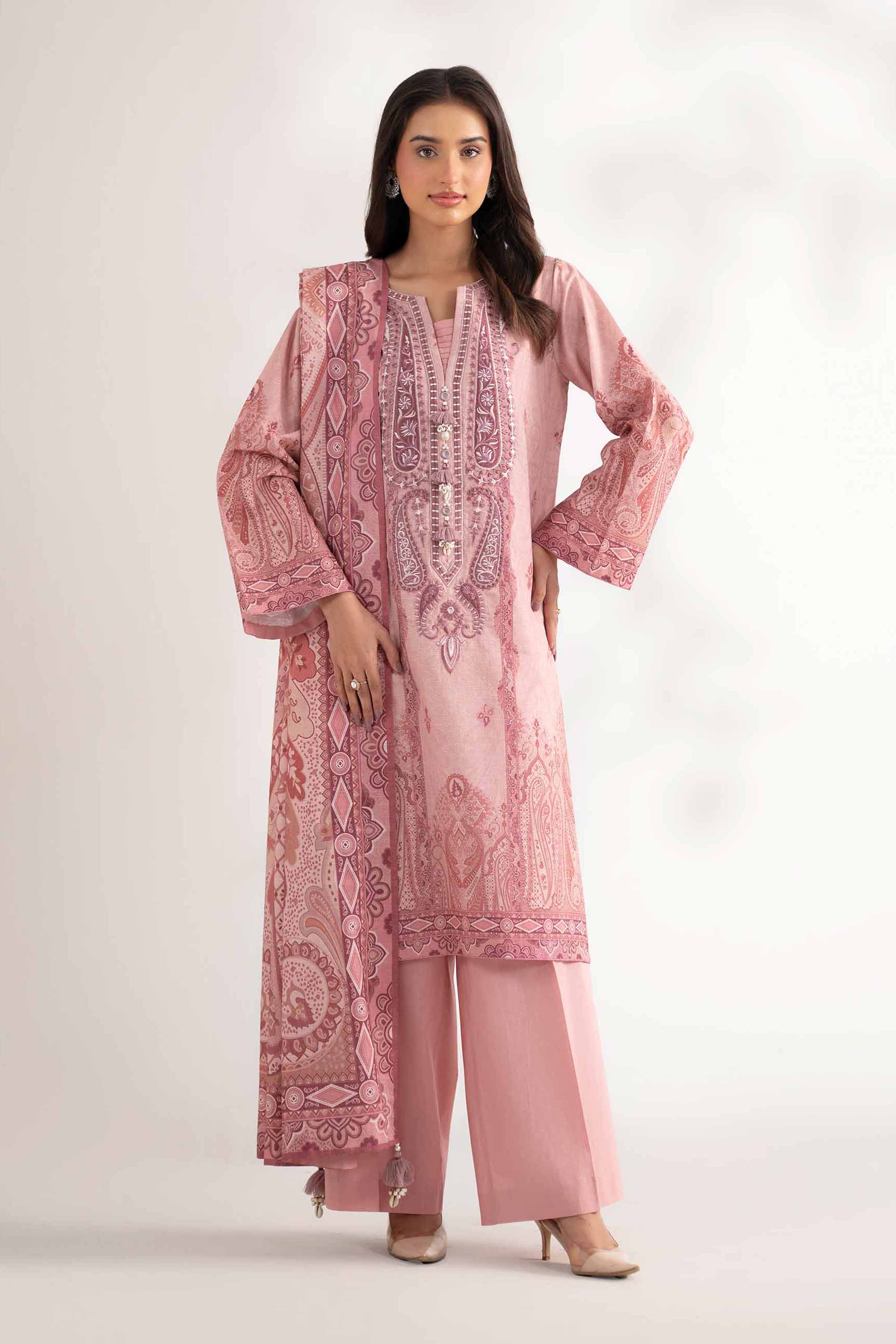3 Piece - Digital Printed Embroidered Suit - 42502648 for Women - Unstitched Collection | Nishat | Shop Online