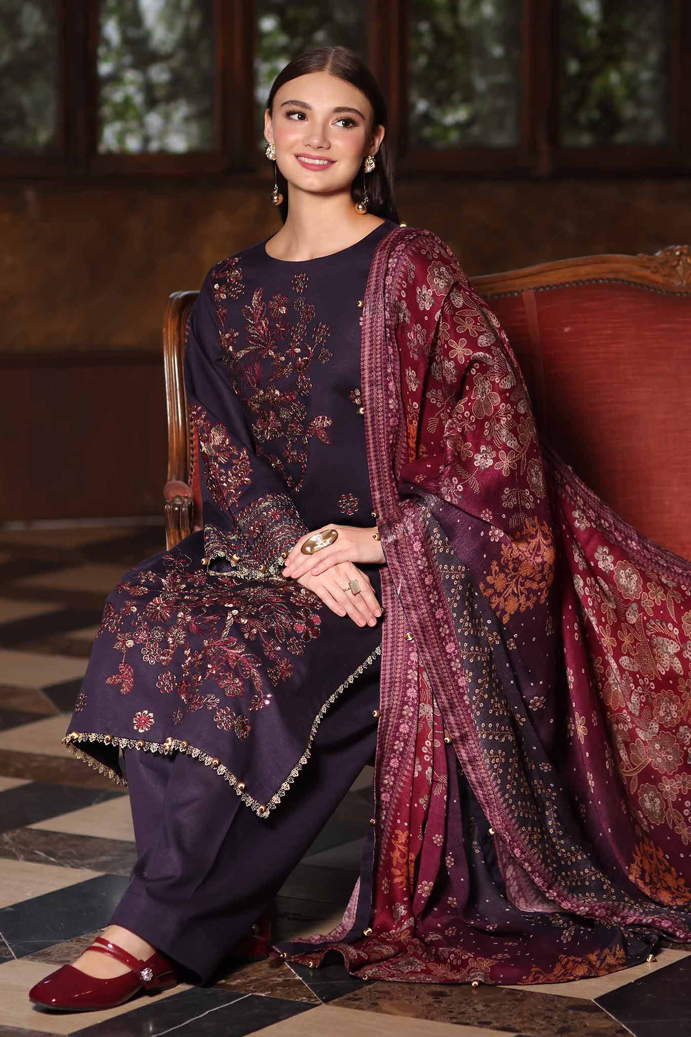 3 Piece - Digital Printed Embroidered Suit - 42502698 for Women - Unstitched Collection | Nishat | Shop Online