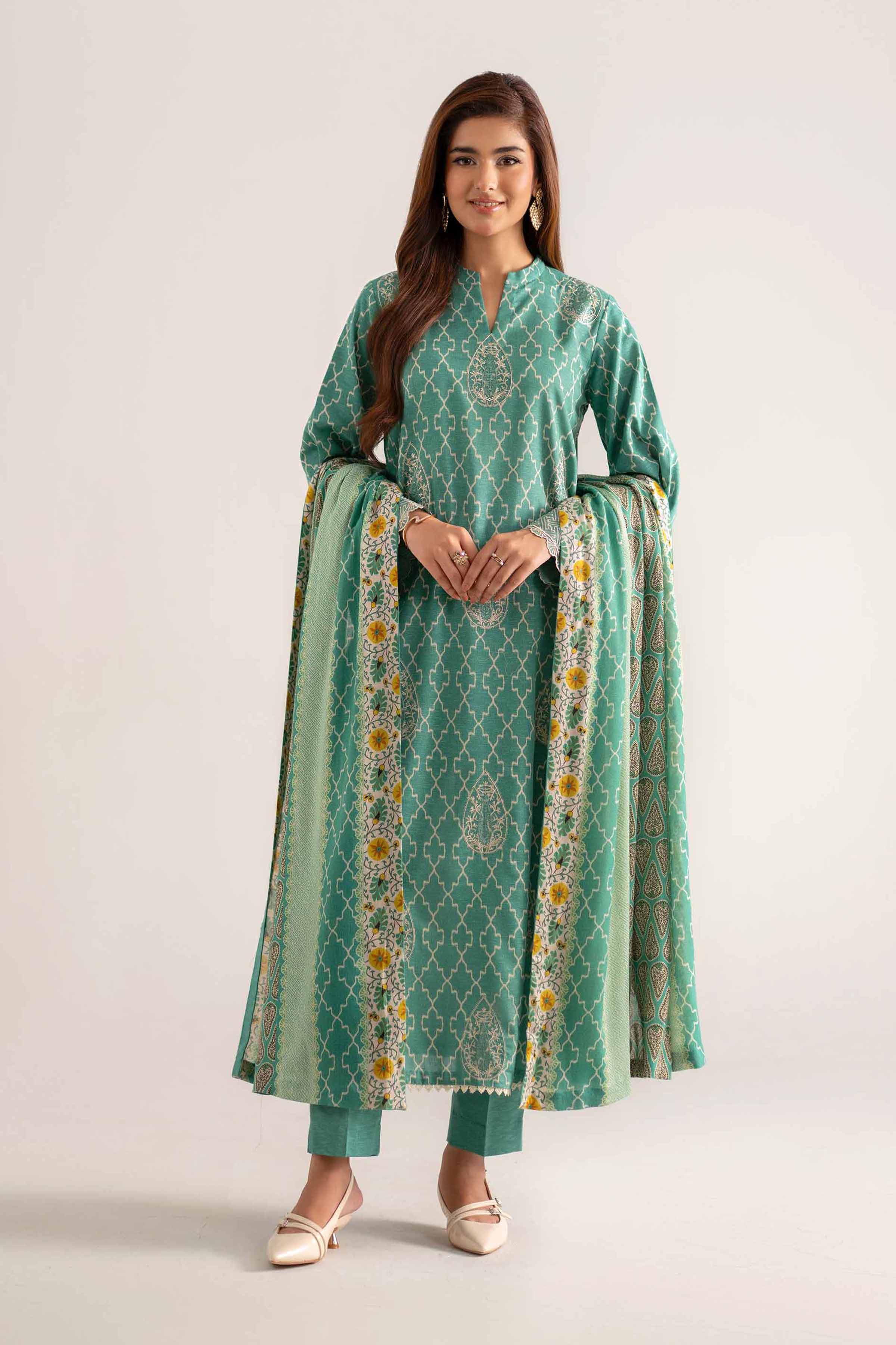 3 Piece - Digital Printed Embroidered Suit - 42502708 for Women - Unstitched Collection | Nishat | Shop Online