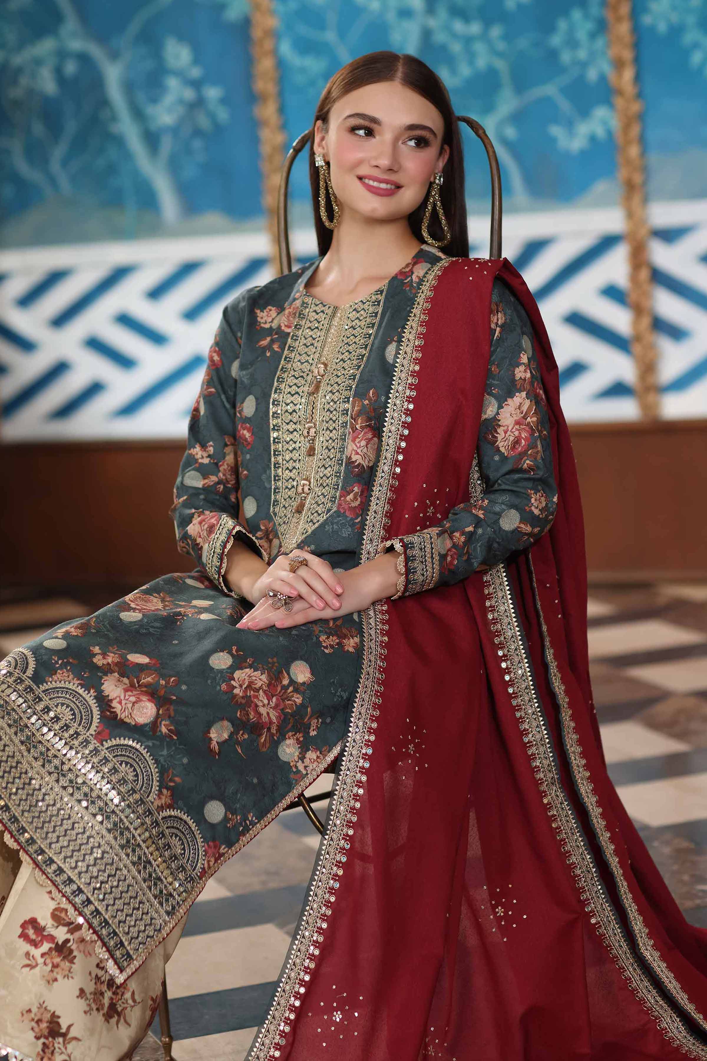 3 Piece - Digital Printed Embroidered Suit - 42502724 for Women - Unstitched Collection | Nishat | Shop Online