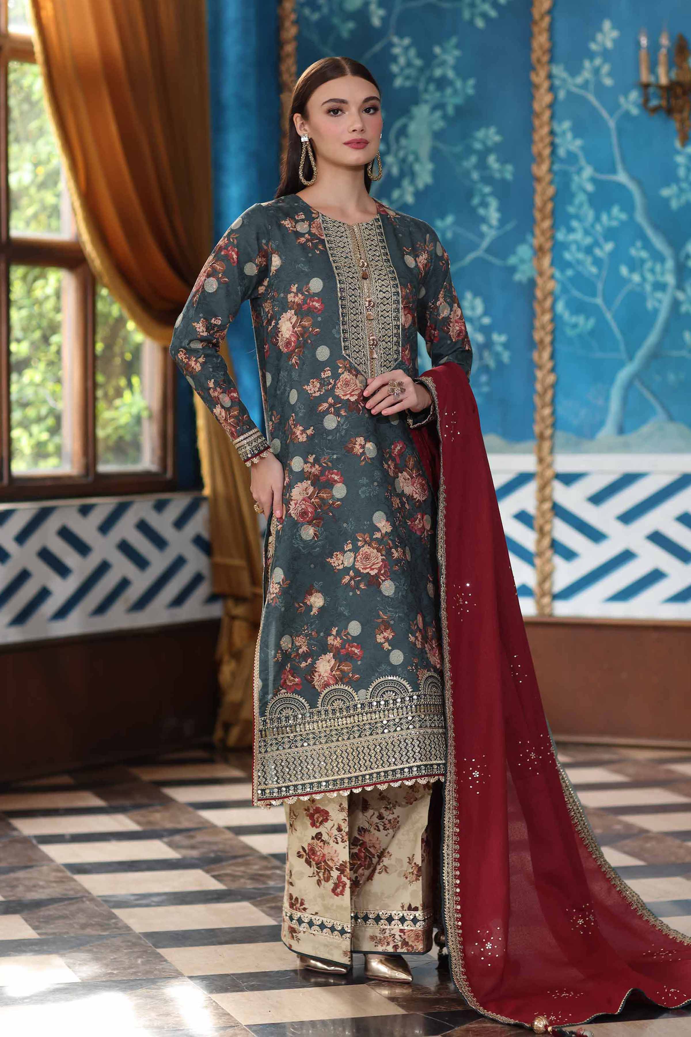 3 Piece - Digital Printed Embroidered Suit - 42502724 for Women - Unstitched Collection | Nishat | Shop Online