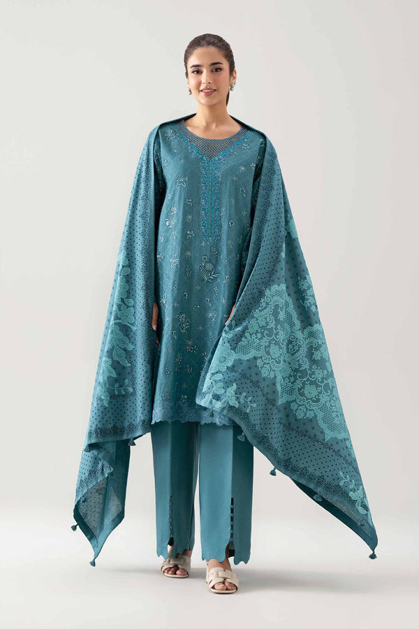 3 Piece - Printed Embroidered Suit - 42502748