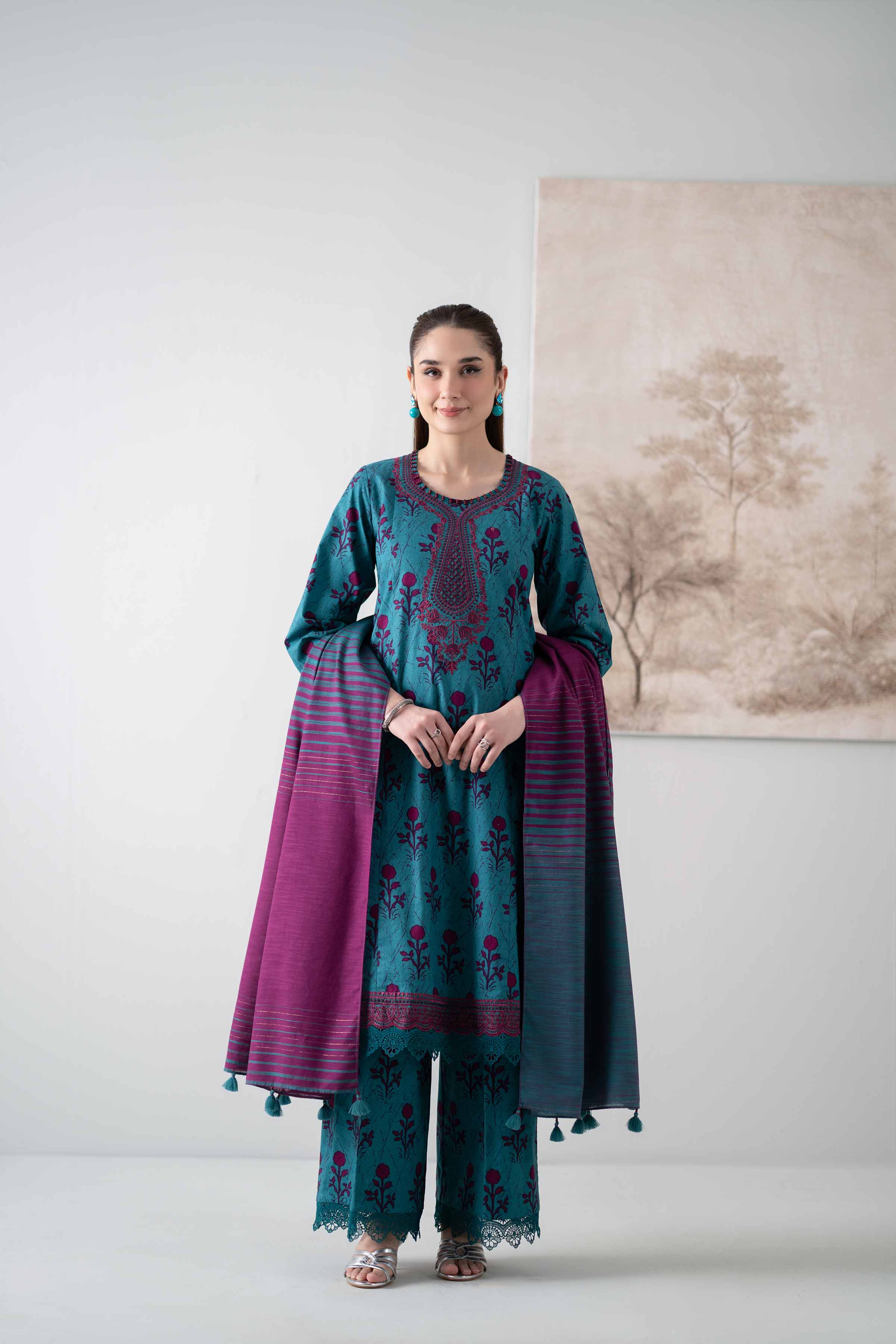3 Piece - Printed Embroidered Suit - 42502845 for Women - Unstitched Collection | Nishat | Shop Online