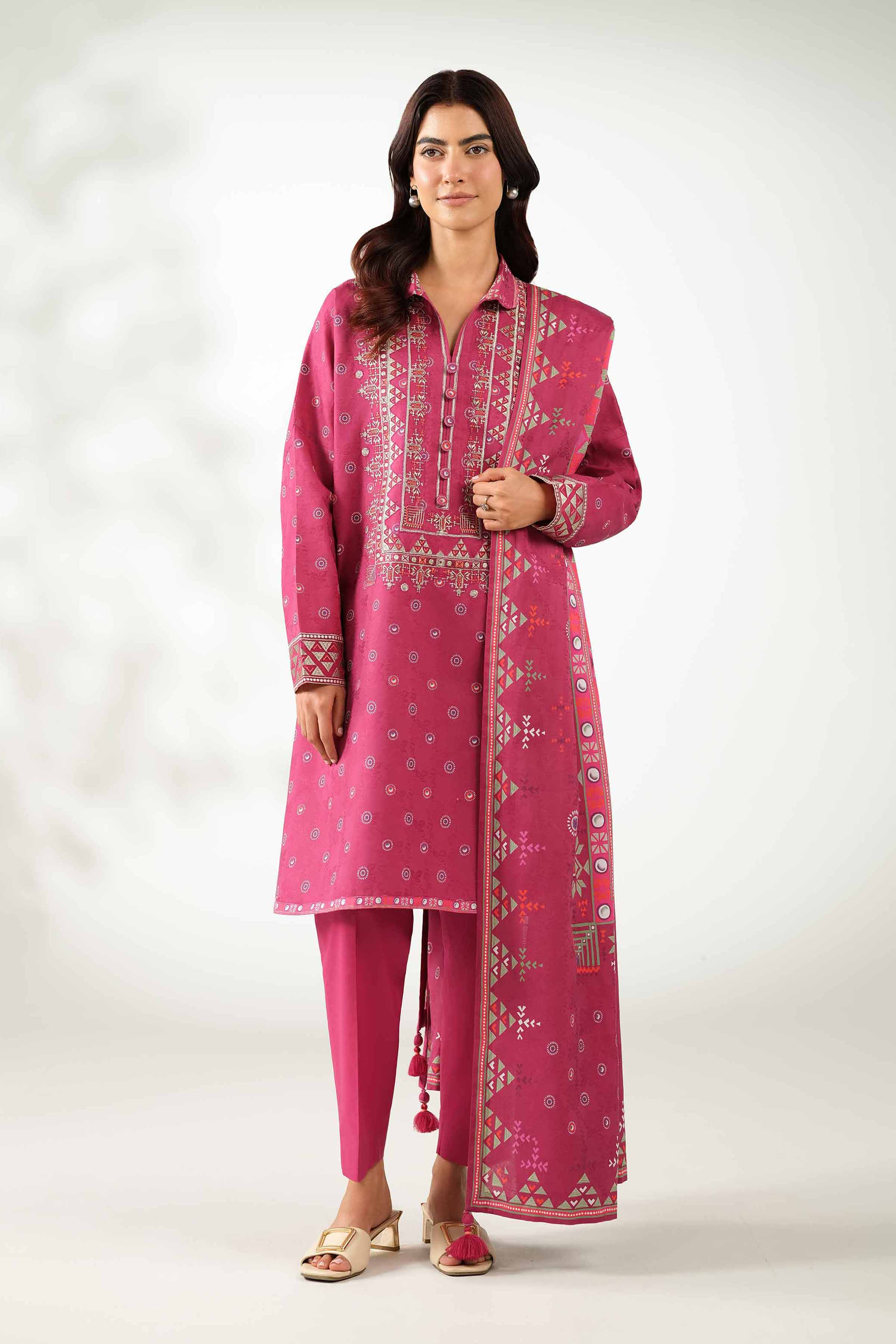3 Piece - Digital Printed Embroidered Suit - 42502897 for Women - Unstitched Collection | Nishat | Shop Online