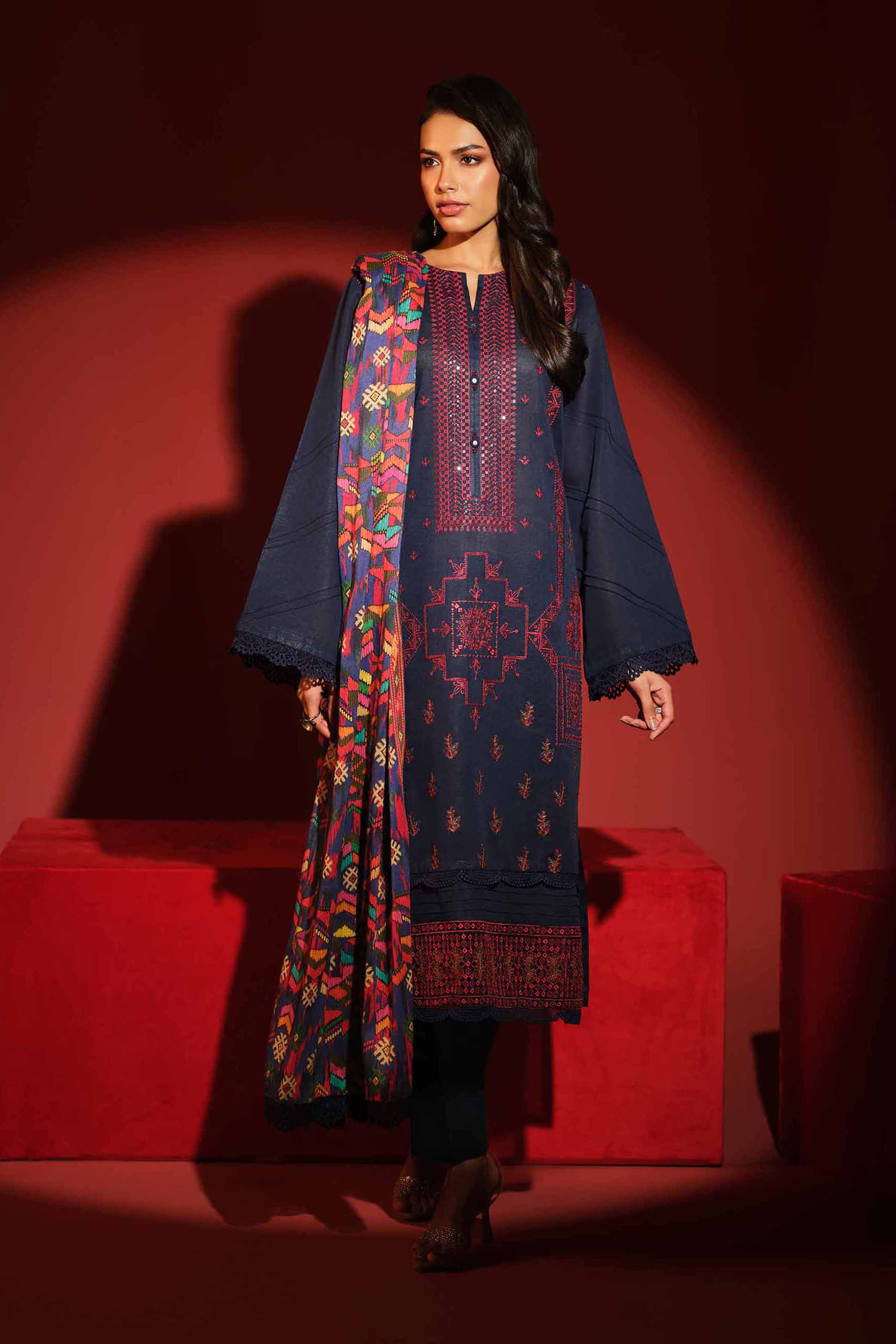 3 Piece - Digital Printed Embroidered Suit - 42502977