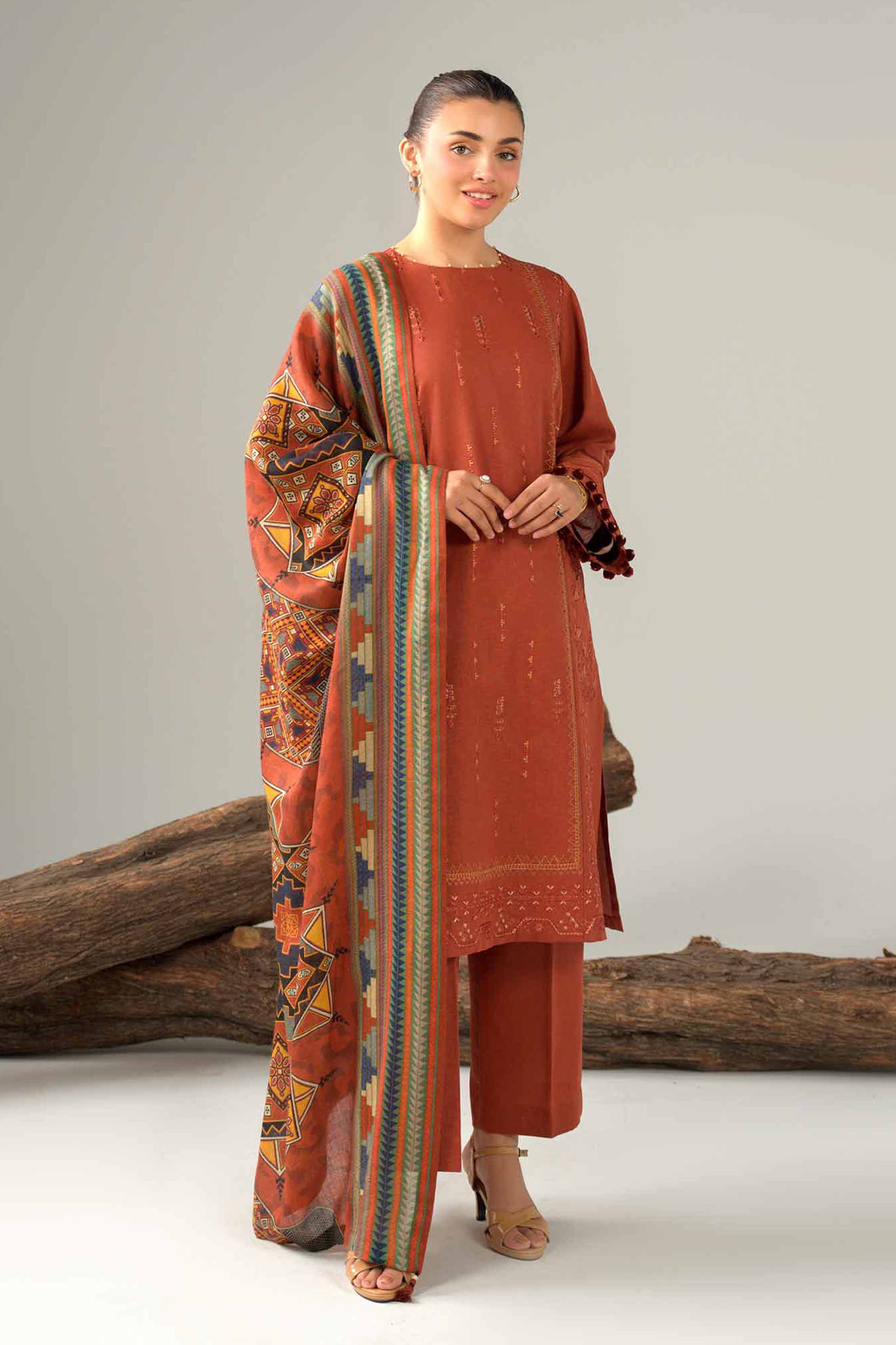 3 Piece - Digital Printed Embroidered Suit - 42502982 for Women - Unstitched Collection | Nishat | Shop Online
