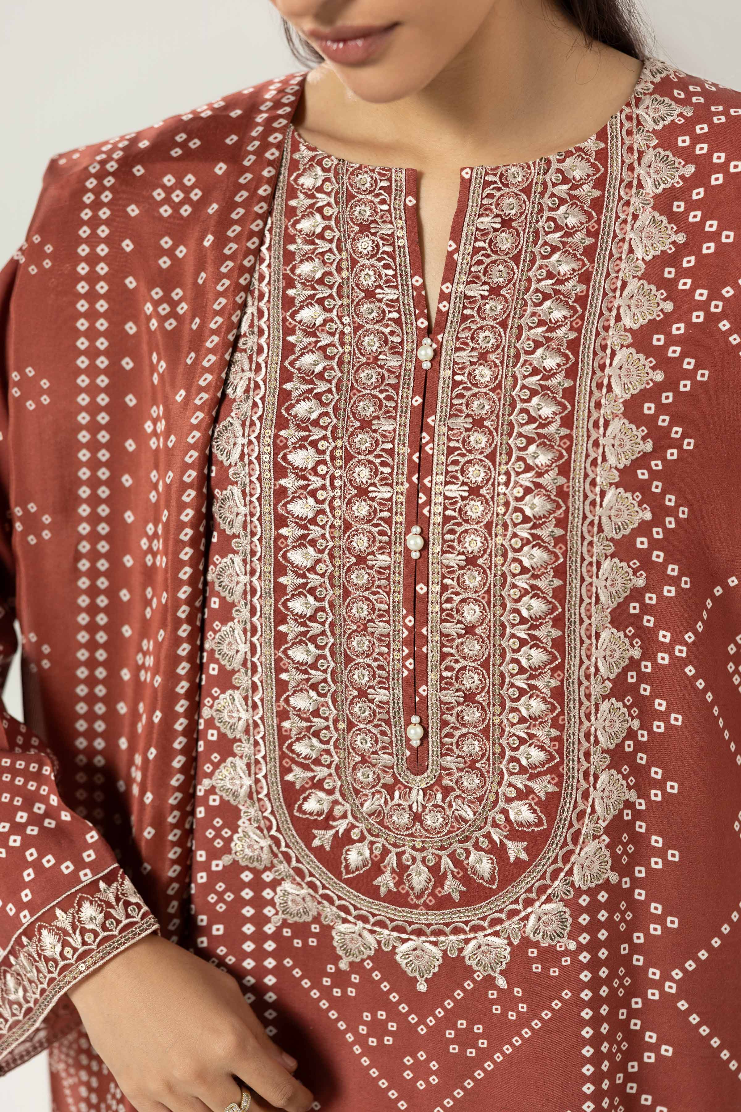 3 Piece - Printed Embroidered Suit - 42519601 for Women - Ready to Stitch Collection | Nishat | Shop Online