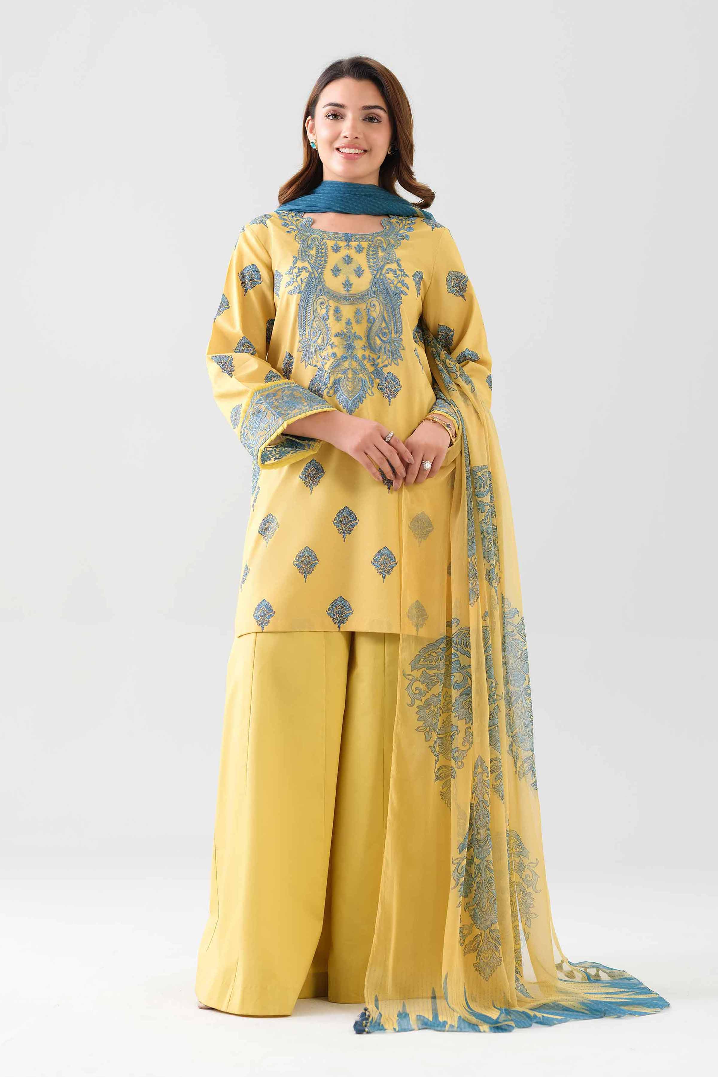 2 Piece - Digital Printed Embroidered Suit - 42601013